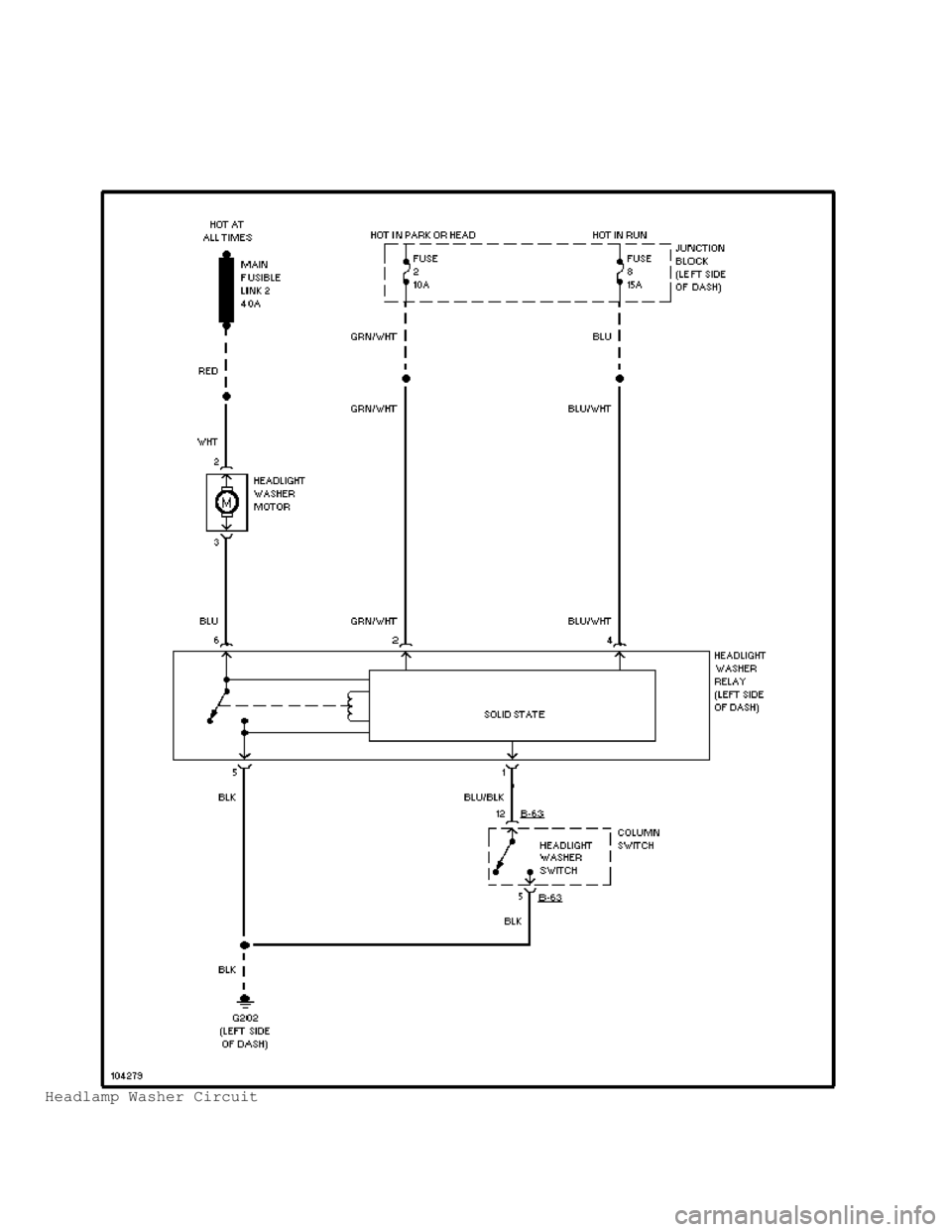 MITSUBISHI MONTERO 1991 Service Manual Headlamp Washer Circuit MITSUBISHI MONTERO 1991 Service Manual Headlamp Washer Circuit
