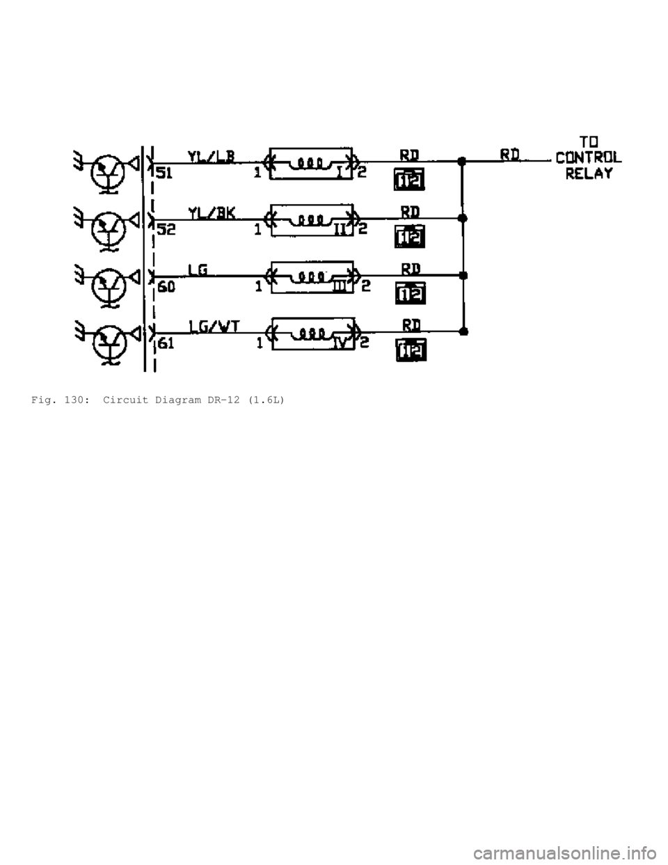 MITSUBISHI MONTERO 1991 Service Manual Fig. 130: Circuit Diagram DR-12 (1.6L) MITSUBISHI MONTERO 1991 Service Manual Fig. 130: Circuit Diagram DR-12 (1.6L)