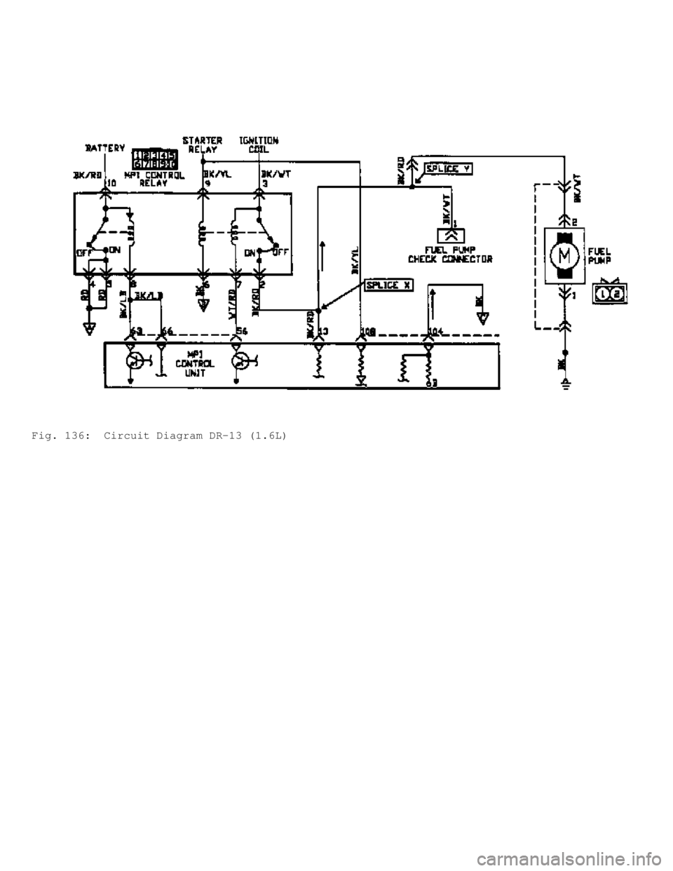 MITSUBISHI MONTERO 1991 Service Manual Fig. 136: Circuit Diagram DR-13 (1.6L) MITSUBISHI MONTERO 1991 Service Manual Fig. 136: Circuit Diagram DR-13 (1.6L)