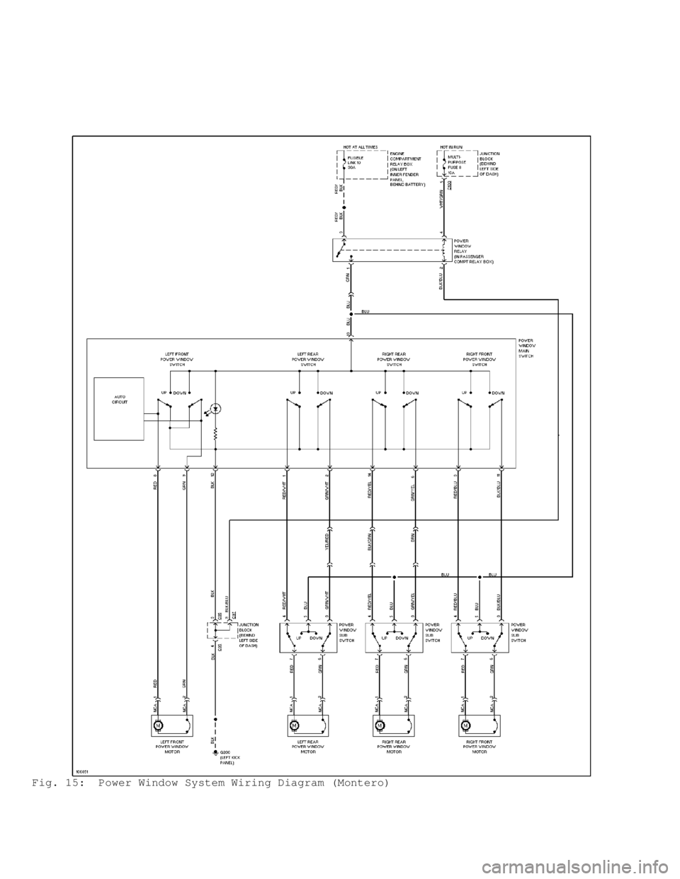 MITSUBISHI MONTERO 1998  Service Manual Fig. 15:  Power Window System Wiring Diagram (Montero)                                      