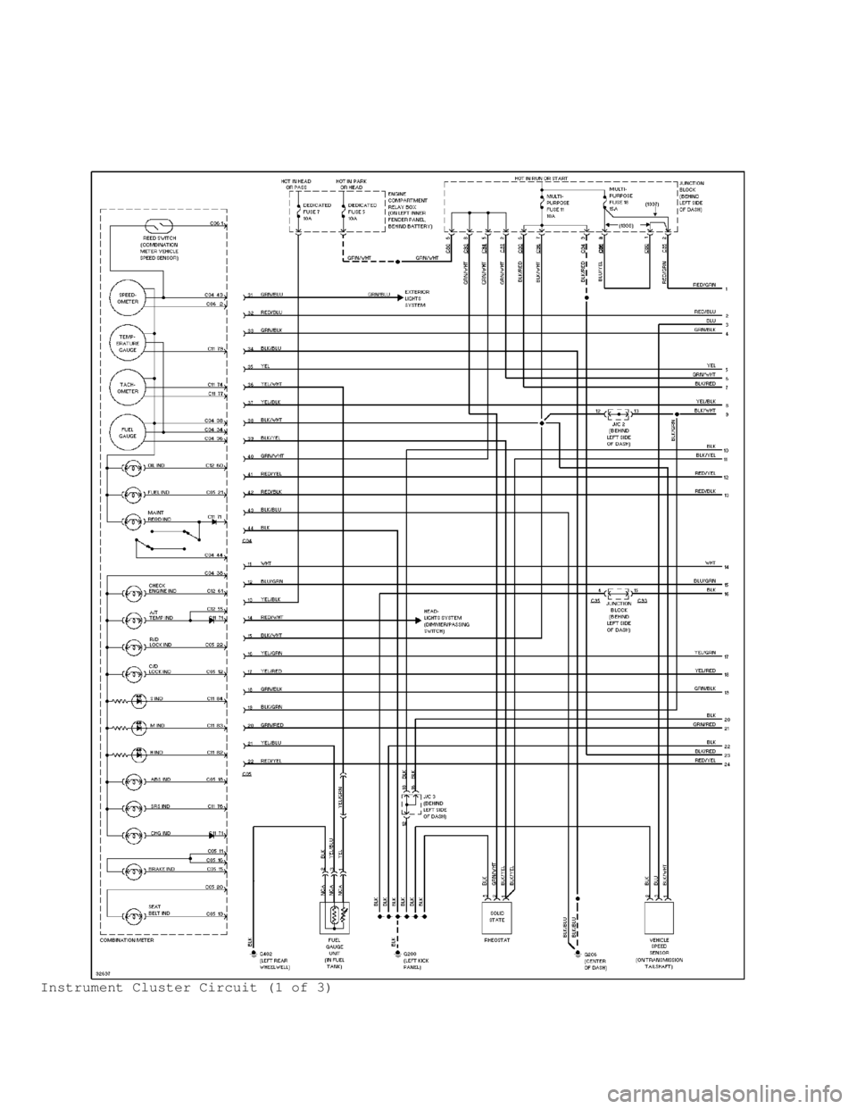 MITSUBISHI MONTERO 1998 Service Manual Instrument Cluster Circuit (1 of 3) MITSUBISHI MONTERO 1998 Service Manual Instrument Cluster Circuit (1 of 3)
