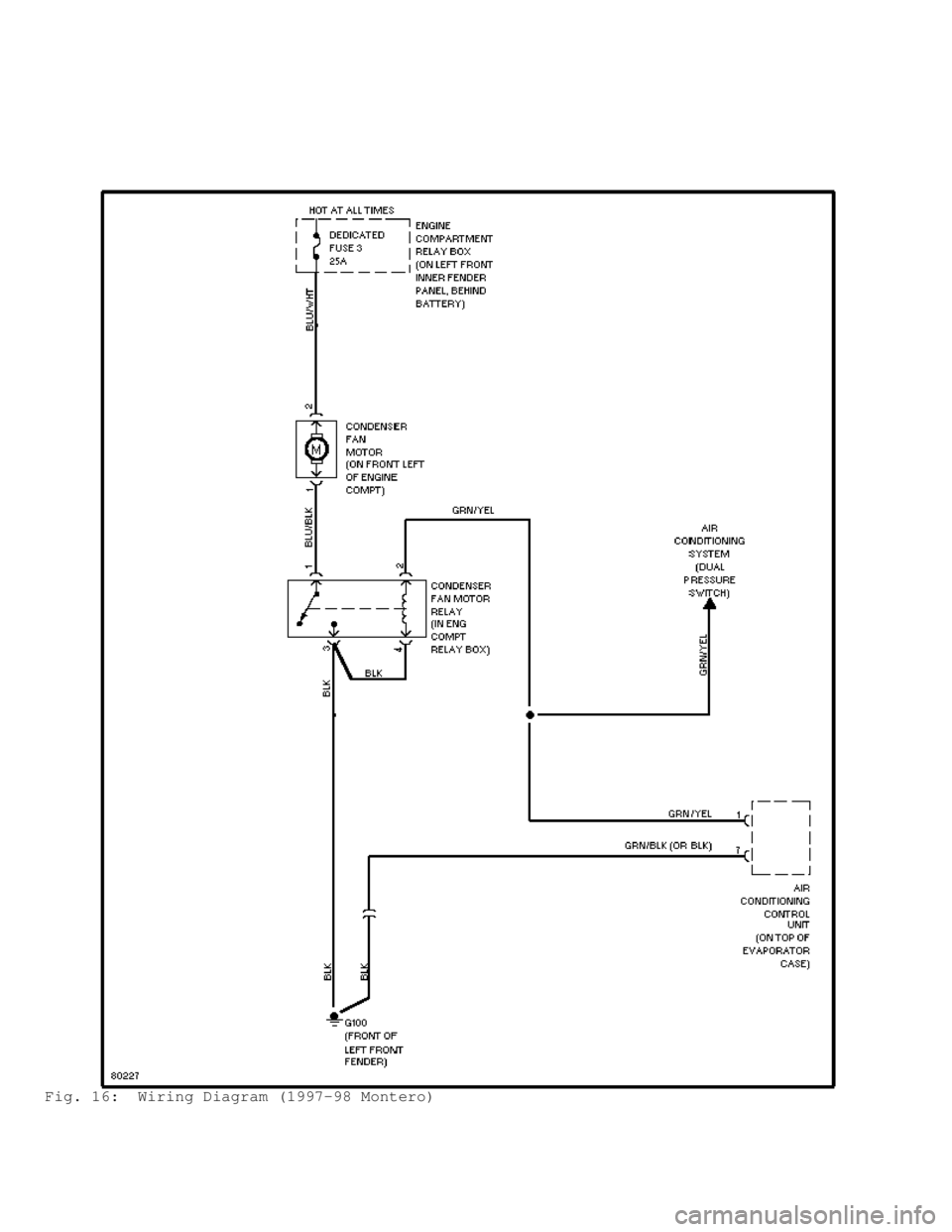 MITSUBISHI MONTERO 1998 Workshop Manual Fig. 16:  Wiring Diagram (1997-98 Montero)                                       
