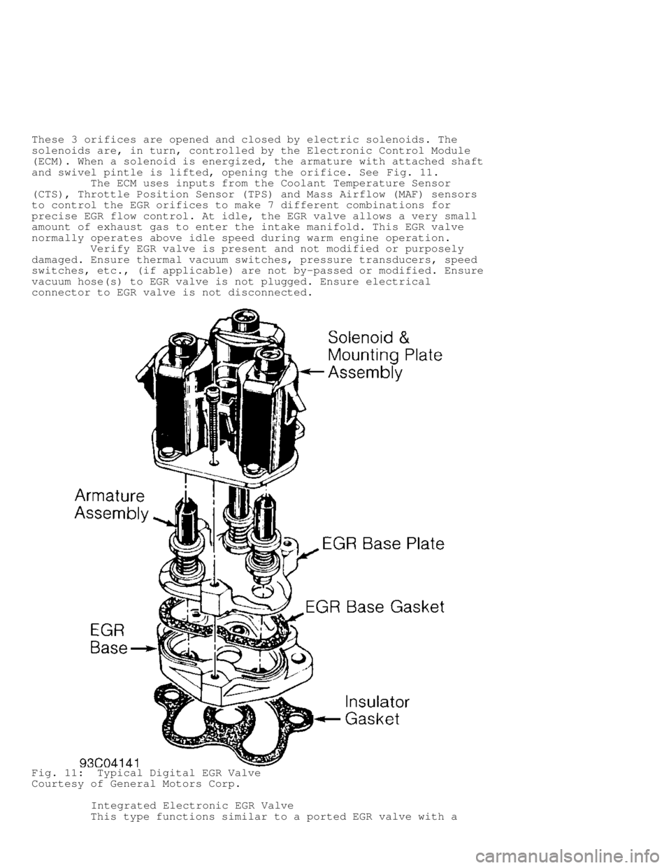 MITSUBISHI MONTERO 1998 Service Manual These 3 orifices are opened and closed by electric solenoids. The
solenoids are, in turn, controlled by the Electronic Control Module
(ECM). When a solenoid is energized, the armature with attached sh MITSUBISHI MONTERO 1998 Service Manual These 3 orifices are opened and closed by electric solenoids. The
solenoids are, in turn, controlled by the Electronic Control Module
(ECM). When a solenoid is energized, the armature with attached sh