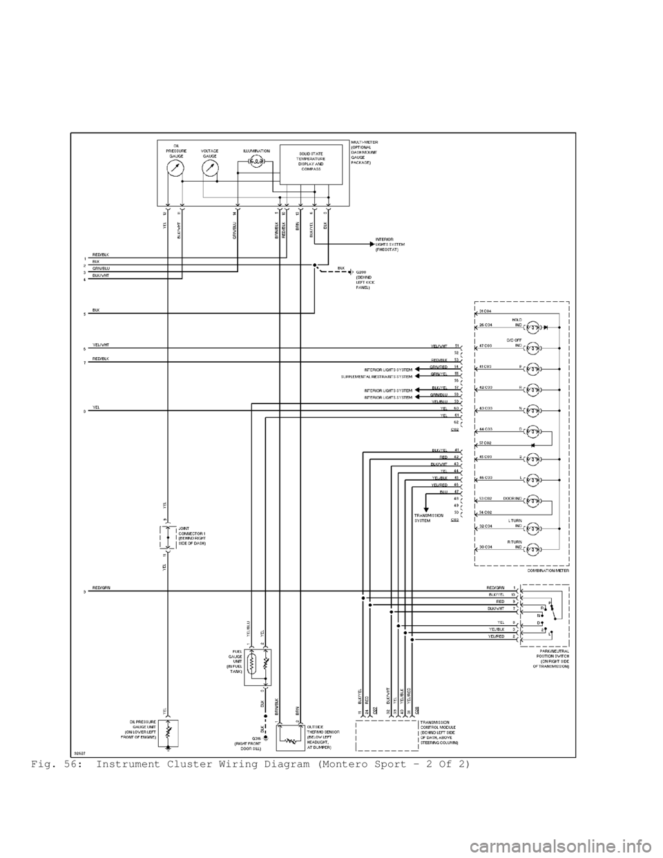 MITSUBISHI MONTERO 1998 Service Manual Fig. 56: Instrument Cluster Wiring Diagram (Montero Sport - 2 Of 2) MITSUBISHI MONTERO 1998 Service Manual Fig. 56: Instrument Cluster Wiring Diagram (Montero Sport - 2 Of 2)