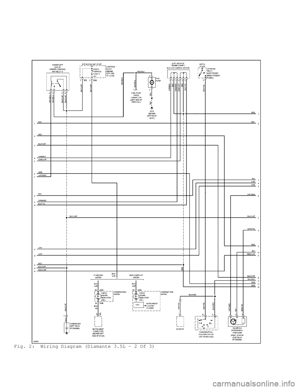 MITSUBISHI MONTERO 1998 Service Manual Fig. 2: Wiring Diagram (Diamante 3.5L - 2 Of 3) MITSUBISHI MONTERO 1998 Service Manual Fig. 2: Wiring Diagram (Diamante 3.5L - 2 Of 3)