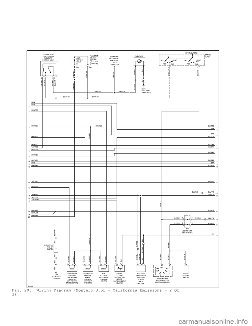 MITSUBISHI MONTERO 1998 Service Manual Fig. 20: Wiring Diagram (Montero 3.5L - California Emissions - 2 Of
3) MITSUBISHI MONTERO 1998 Service Manual Fig. 20: Wiring Diagram (Montero 3.5L - California Emissions - 2 Of
3)