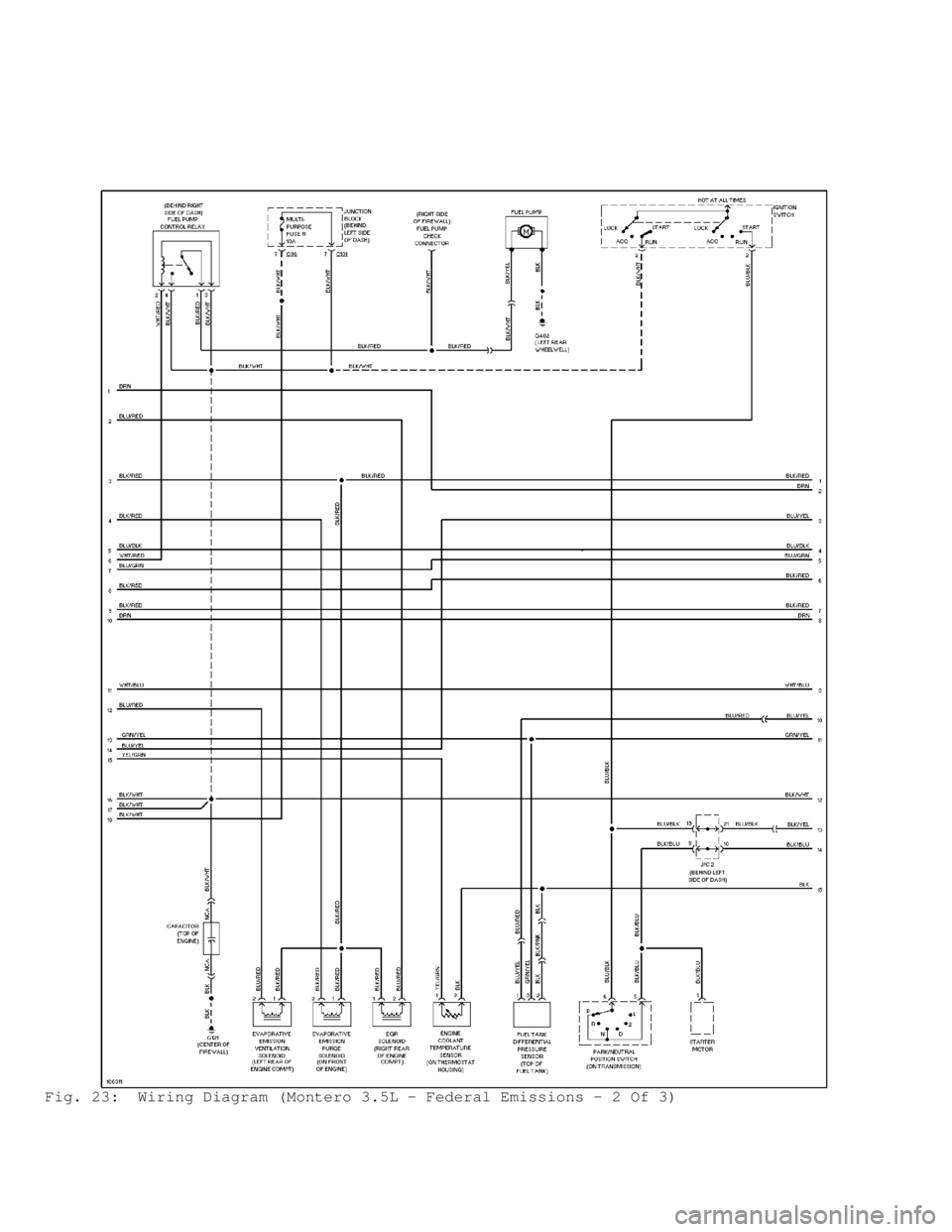 MITSUBISHI MONTERO 1998 Service Manual Fig. 23: Wiring Diagram (Montero 3.5L - Federal Emissions - 2 Of 3) MITSUBISHI MONTERO 1998 Service Manual Fig. 23: Wiring Diagram (Montero 3.5L - Federal Emissions - 2 Of 3)