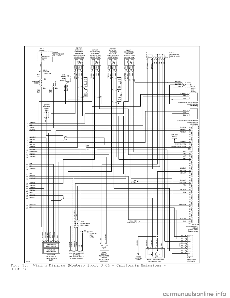 MITSUBISHI MONTERO 1998 Service Manual Fig. 33: Wiring Diagram (Montero Sport 3.0L - California Emissions -
3 Of 3) MITSUBISHI MONTERO 1998 Service Manual Fig. 33: Wiring Diagram (Montero Sport 3.0L - California Emissions -
3 Of 3)