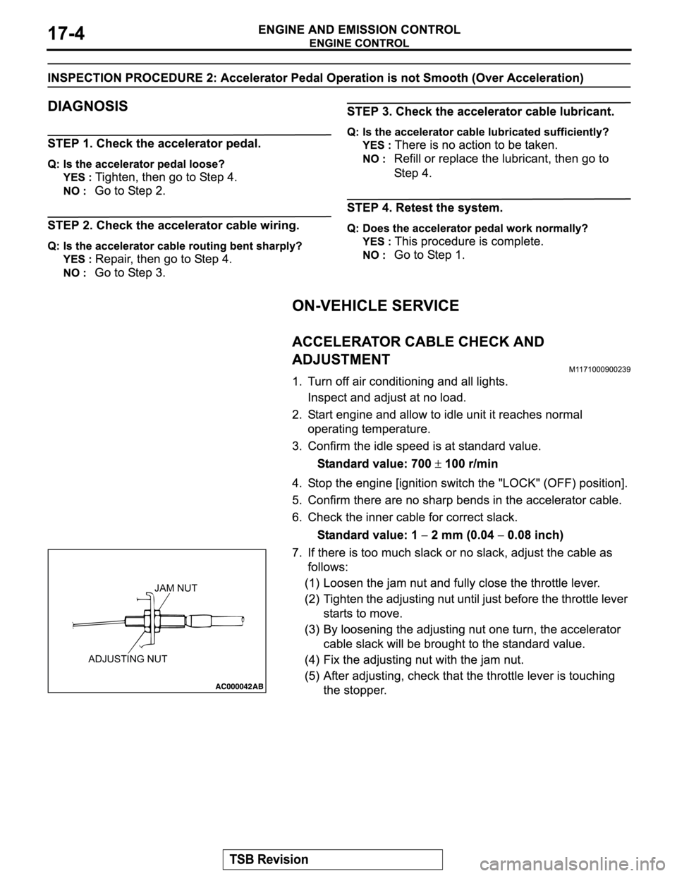 MITSUBISHI MONTERO SPORT 2004  Service Repair Manual ADJUSTING NUTJAM NUT 