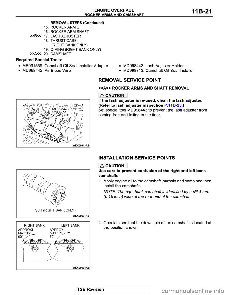 MITSUBISHI MONTERO SPORT 2004 Service Repair Manual MD998443
SLIT (RIGHT BANK ONLY)
APPROXI-
MATELY
60˚RIGHT BANK LEFT BANK
APPROXI-
MATELY
70˚ MITSUBISHI MONTERO SPORT 2004 Service Repair Manual MD998443
SLIT (RIGHT BANK ONLY)
APPROXI-
MATELY
60˚RIGHT BANK LEFT BANK
APPROXI-
MATELY
70˚