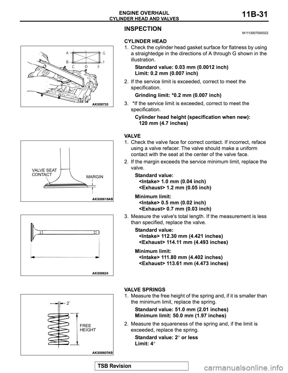 MITSUBISHI MONTERO SPORT 2004 Service Repair Manual MARGIN VALVE SEAT
CONTACT
2˚
FREE
HEIGHT MITSUBISHI MONTERO SPORT 2004 Service Repair Manual MARGIN VALVE SEAT
CONTACT
2˚
FREE
HEIGHT