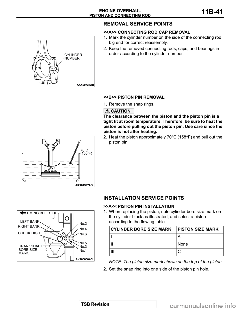 MITSUBISHI MONTERO SPORT 2004 Service Repair Manual CYLINDER
NUMBER
70˚C
(158˚F)
TIMING BELT SIDE
CHECK DIGITNo.4
No.1
No.2
No.3LEFT BANK
RIGHT BANK
No.6
No.5
CRANKSHAFT
BORE SIZE
MARK MITSUBISHI MONTERO SPORT 2004 Service Repair Manual CYLINDER
NUMBER
70˚C
(158˚F)
TIMING BELT SIDE
CHECK DIGITNo.4
No.1
No.2
No.3LEFT BANK
RIGHT BANK
No.6
No.5
CRANKSHAFT
BORE SIZE
MARK