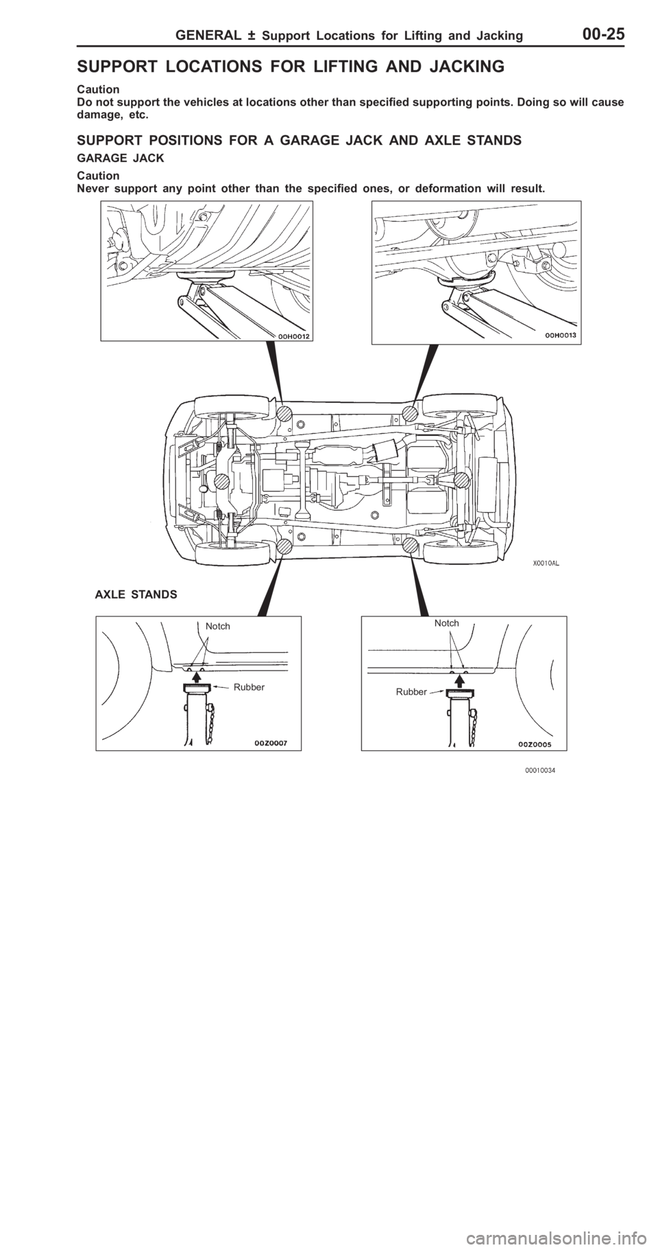 MITSUBISHI PAJERO PININ 2000 Owners Manual � 
�, ���( �"� �� �( �����( �+�  �� �( �" �� �� ���+ � �� �+�- ��D � ��)��+ �
C au tio n
D o n ot s u pport t h e v eh ic le s  a t lo catio ns o th er t h an  s p ecif ie d  