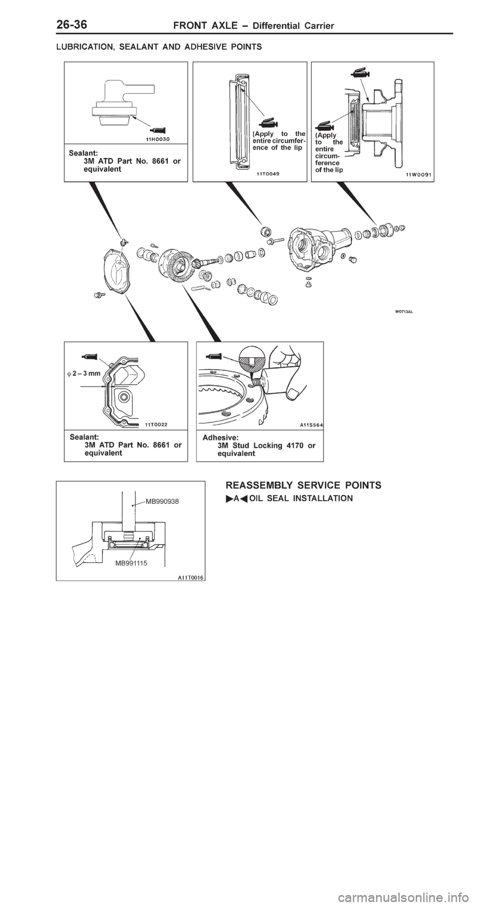 MITSUBISHI PAJERO PININ 2000  Workshop Manual �7
� ����$ �� � �� � �
� � ��� � �� �� � �
 � �!� ��>
� � �� �� �!�� � � ����
A dhesiv e:
3 M  S tu d  L ockin g  4 170  o r
e q uiv ale n t
S
eala n t:
3 M  A T