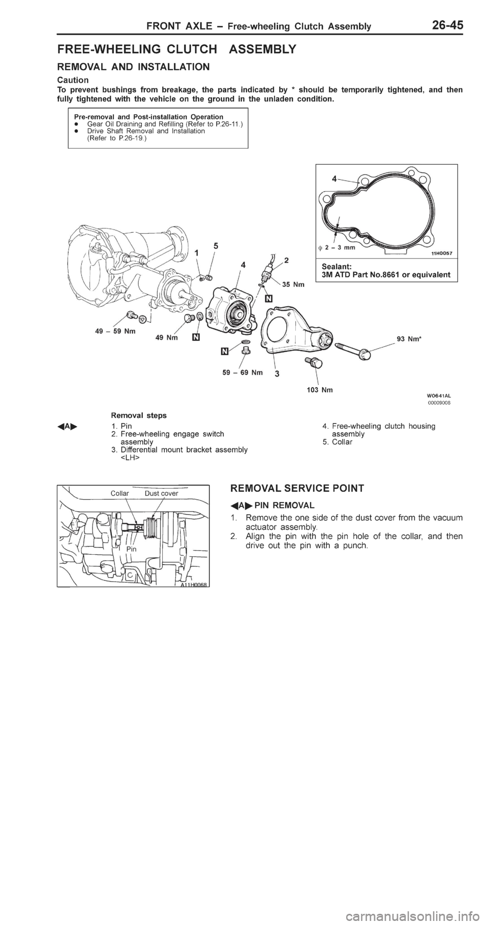 MITSUBISHI PAJERO PININ 2000  Workshop Manual �
�" �	�	�>�# �*�	�	���+ � �� ��, �� �* ��� � � �	� ���;
R EM OVA L  A ND  IN STA LLA TIO N
C au tio n
T o  p re ven t b ush in gs  f r o m  b re akag e, t h e  p arts  in dic ate d  b 