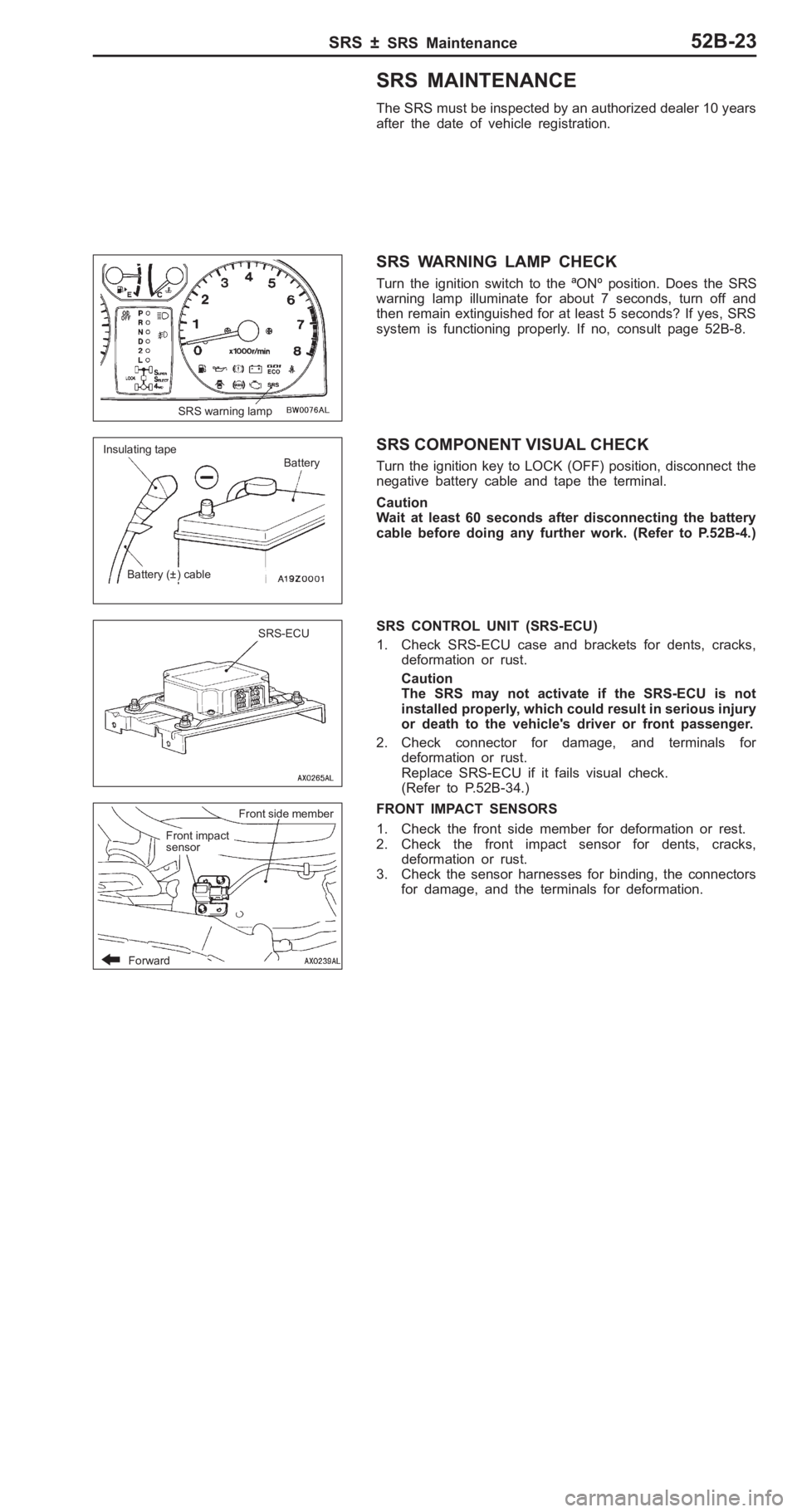 MITSUBISHI PAJERO PININ 2000  Workshop Manual � 
�" �  �� ���+ ��	 �+ ��+��	
T he  S R S m ust b e  in sp ecte d  b y a n  a uth oriz e d  d eale r 1 0  y e ars
a fte r th e  d ate  o f v e hic le  r e gis tr a tio n.
S R S  W ARNIN G  L A