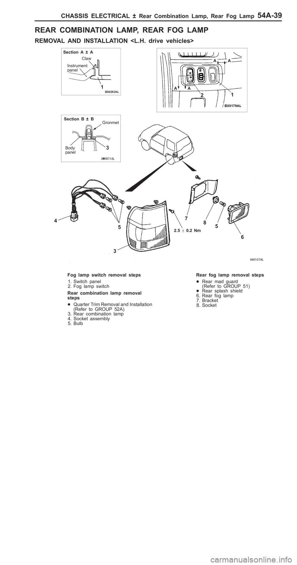 MITSUBISHI PAJERO PININ 2000  Workshop Manual �"
�	� �" �� �( � ���+ ����( �+ �� � � ��9��" �	� �" �� �( � �� � � �
R EM OVA L  A ND  IN STA LLA TIO N  < L .H . d riv e  v eh ic le s> A
A
A 2
.5  ±  0 .2  N m S
ectio n  B