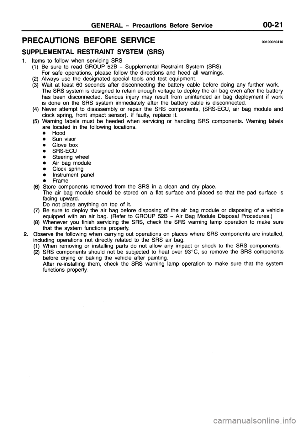 MITSUBISHI PAJERO SPORT 1999 Owners Manual 