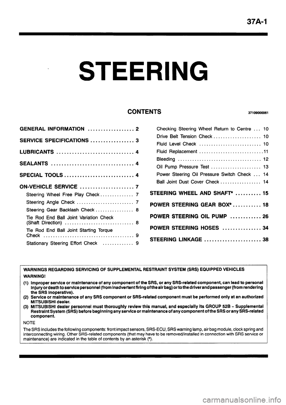 MITSUBISHI PAJERO SPORT 1999  Workshop Manual 