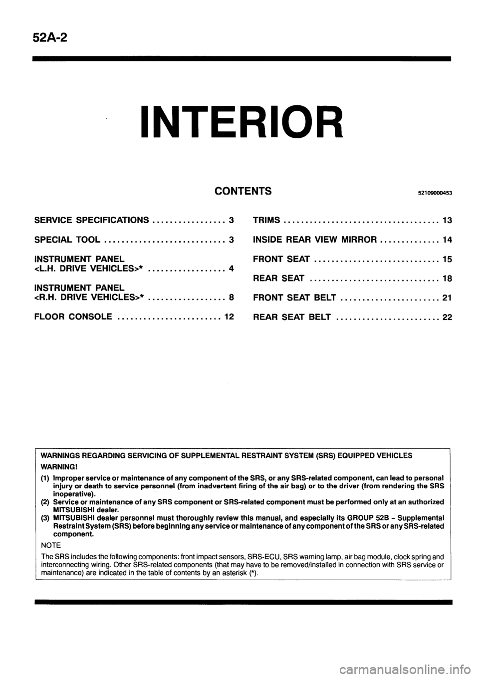 MITSUBISHI PAJERO SPORT 1999  Workshop Manual 