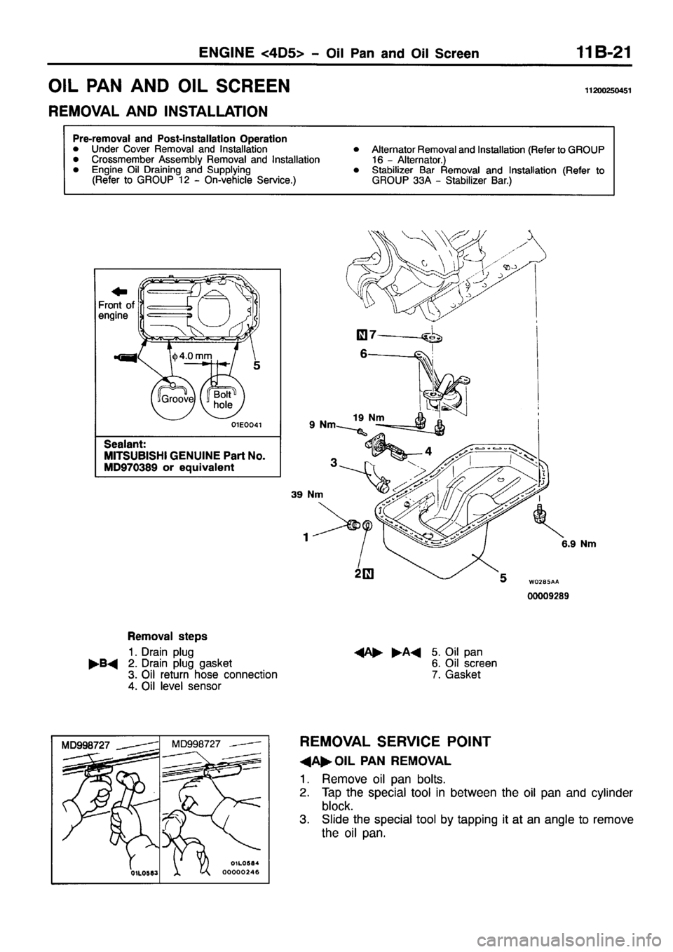 MITSUBISHI PAJERO SPORT 1999 Owners Manual 