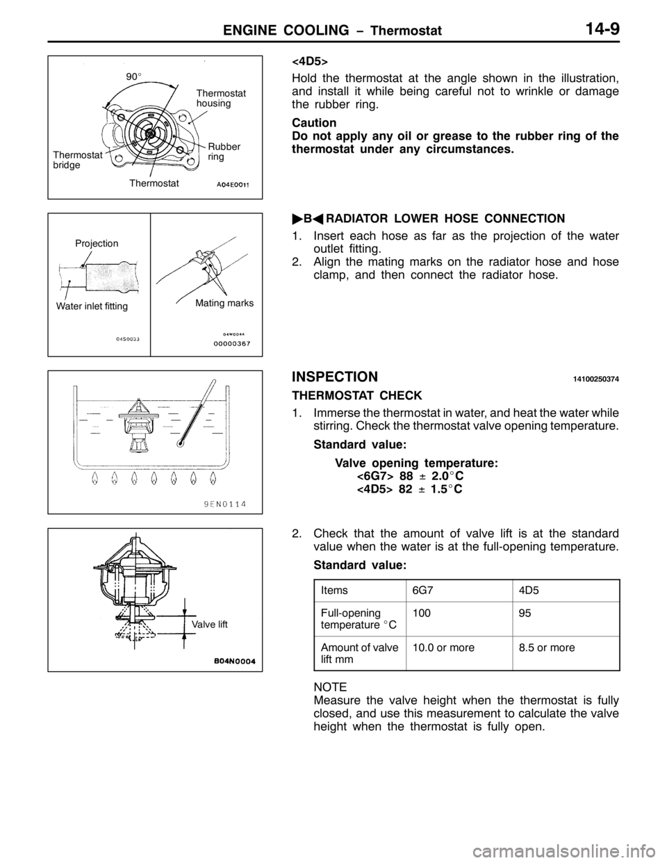 MITSUBISHI PAJERO SPORT 1998 Workshop Manual (1*,1( &22/,1* ï7KHUPRVWDW470<
?78!
+ROG WKH WKHUPRVWDW DW WKH DQJOH VKRZQ LQ WKHLOOXVWUDWLRQ/
DQG LQVWDOO LW ZKLOH EHLQJ FDUHIXO QRW WR ZULQNOH RU GDPDJH
WKH UXEEHU ULQJ1
&DXWLRQ
R QRW DSSO\ DQ\ R MITSUBISHI PAJERO SPORT 1998 Workshop Manual (1*,1( &22/,1* ï7KHUPRVWDW470<
?78!
+ROG WKH WKHUPRVWDW DW WKH DQJOH VKRZQ LQ WKHLOOXVWUDWLRQ/
DQG LQVWDOO LW ZKLOH EHLQJ FDUHIXO QRW WR ZULQNOH RU GDPDJH
WKH UXEEHU ULQJ1
&DXWLRQ
R QRW DSSO\ DQ\ R