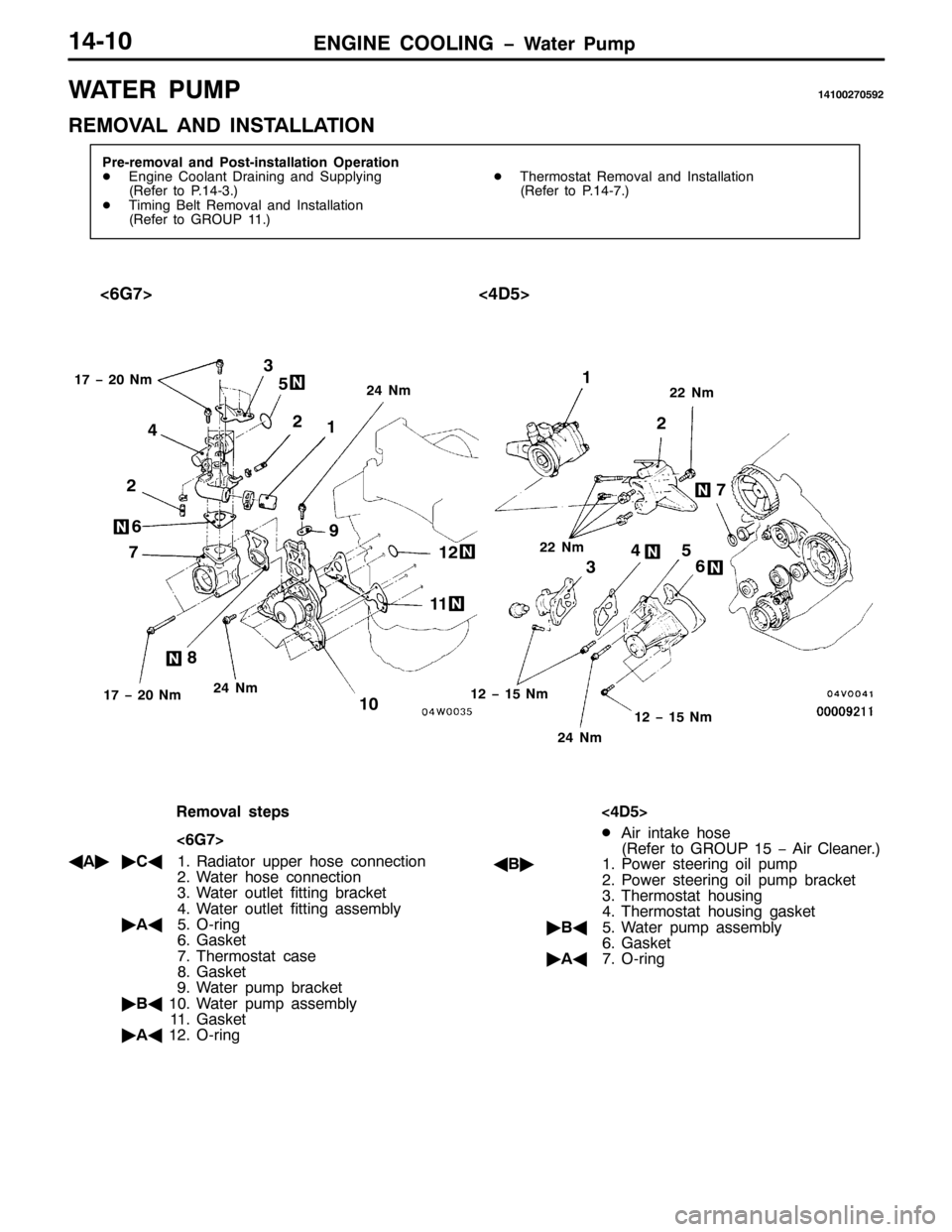 MITSUBISHI PAJERO SPORT 1998 Workshop Manual (1*,1( &22/,1* ï:DW HU 3X PS47043
:$7 ( 5 3 8 0 3474335:38<5
5(029$/ $1 ,167$//$7,21
3UH0UHPRYDO DQG 3RVW0LQVWDOODWLRQ 2SHUDWLRQ
-(QJLQH &RRODQW UDLQLQJ DQG 6XSSO\LQJ
+5HIHU WR 3147061,
-7LPLQJ %HO MITSUBISHI PAJERO SPORT 1998 Workshop Manual (1*,1( &22/,1* ï:DW HU 3X PS47043
:$7 ( 5 3 8 0 3474335:38<5
5(029$/ $1 ,167$//$7,21
3UH0UHPRYDO DQG 3RVW0LQVWDOODWLRQ 2SHUDWLRQ
-(QJLQH &RRODQW UDLQLQJ DQG 6XSSO\LQJ
+5HIHU WR 3147061,
-7LPLQJ %HO
