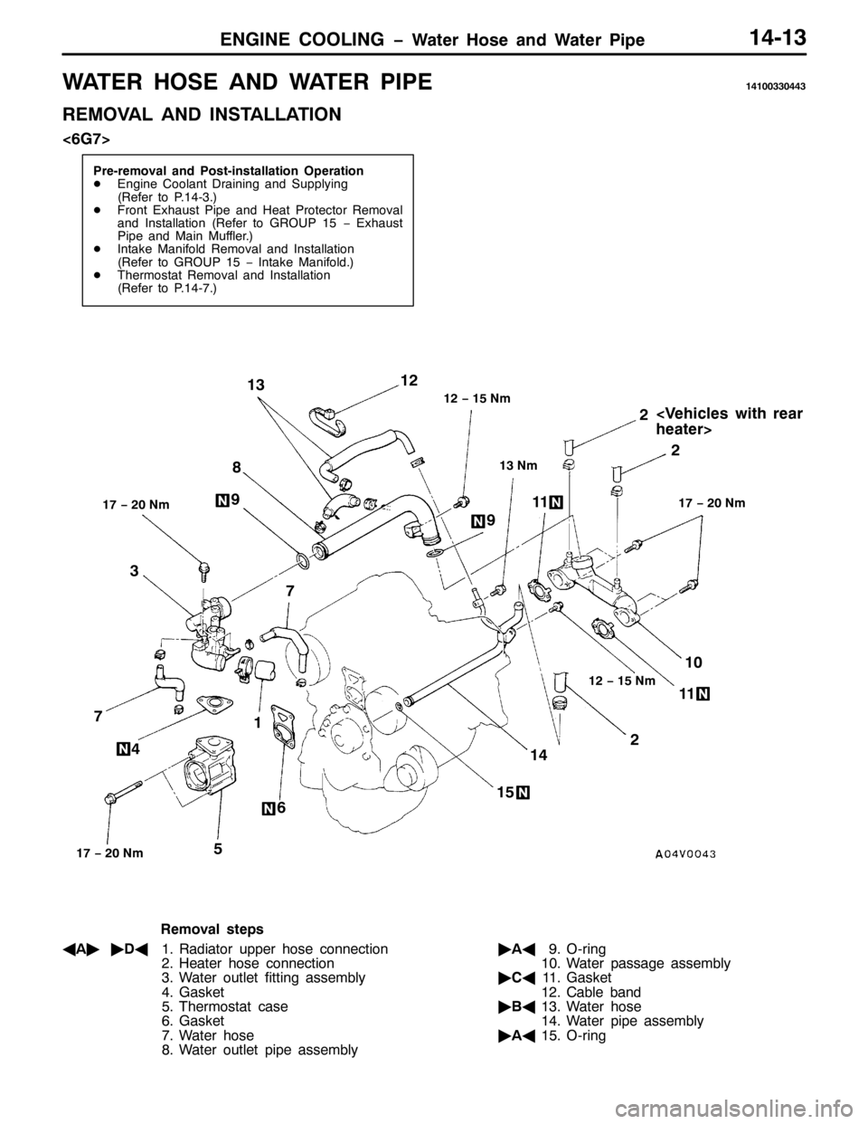 MITSUBISHI PAJERO SPORT 1998 Workshop Manual (1*,1( &22/,1* ï:DWHU +RVH DQG :DWHU 3LSH47046
:$7 ( 5 + 2 6 ( $ 1 :$7 ( 5 3 , 3 (47433663776
5(029$/ $1 ,167$//$7,21
?9*:!
3UH0UHPRYDO DQG 3RVW0LQVWDOODWLRQ 2SHUDWLRQ
-(QJLQH &RRODQW UDLQLQJ DQG MITSUBISHI PAJERO SPORT 1998 Workshop Manual (1*,1( &22/,1* ï:DWHU +RVH DQG :DWHU 3LSH47046
:$7 ( 5 + 2 6 ( $ 1 :$7 ( 5 3 , 3 (47433663776
5(029$/ $1 ,167$//$7,21
?9*:!
3UH0UHPRYDO DQG 3RVW0LQVWDOODWLRQ 2SHUDWLRQ
-(QJLQH &RRODQW UDLQLQJ DQG