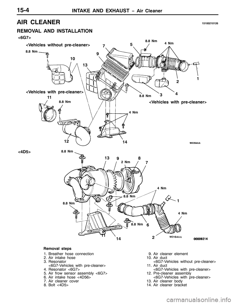 MITSUBISHI PAJERO SPORT 1998 Workshop Manual ,17$.( $1 (;+$867 ï$LU &OHDQHU4807
$,5 &/($1(548433543459
5(029$/ $1 ,167$//$7,21
?9*:!
?78!
;1;1P
95
7
6 <
43
4
71P
;1;1P
;1;1P
44
71P
;1;1P
;1;1P
71P
; :
448
54 ?9HKLFOHV ZLWKRXW SUH0FOHDQHU!
46 MITSUBISHI PAJERO SPORT 1998 Workshop Manual ,17$.( $1 (;+$867 ï$LU &OHDQHU4807
$,5 &/($1(548433543459
5(029$/ $1 ,167$//$7,21
?9*:!
?78!
;1;1P
95
7
6 <
43
4
71P
;1;1P
;1;1P
44
71P
;1;1P
;1;1P
71P
; :
448
54 ?9HKLFOHV ZLWKRXW SUH0FOHDQHU!
46