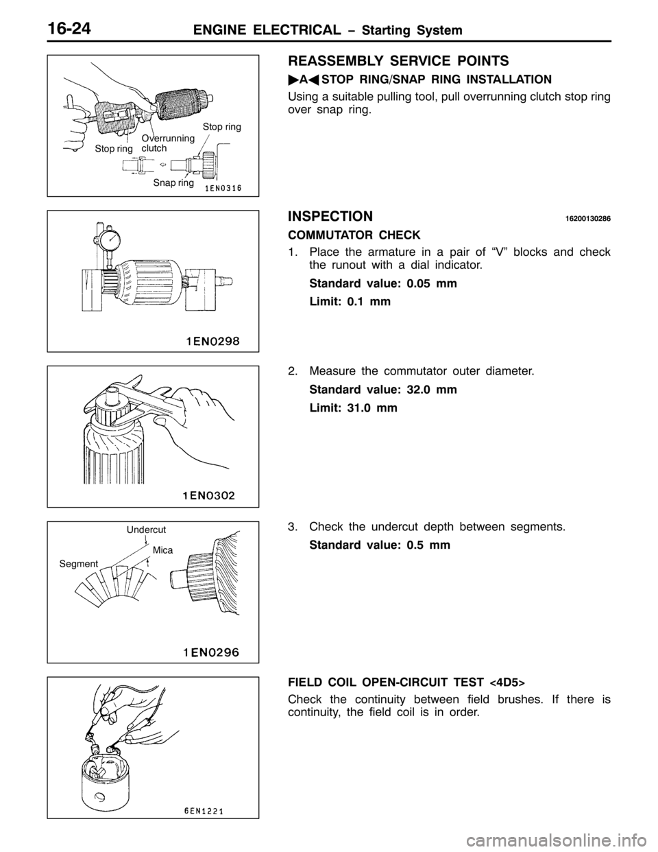 MITSUBISHI PAJERO SPORT 1998 Workshop Manual (1*,1( (/(&75,&$/ ï6WDUWLQJ 6\VWHP(1*,1( (/(&75,&$/ ï6WDUWLQJ 6\VWHP49057
5($66(0%/< 6(59,&( 32,176
ò
$*
6723 5,1*261$3 5,1* ,167$//$7,21
8VLQJ D VXLWDEOH SXOOLQJ WRRO/SXOO RYHUUXQQLQJ FOXWFK VWRS MITSUBISHI PAJERO SPORT 1998 Workshop Manual (1*,1( (/(&75,&$/ ï6WDUWLQJ 6\VWHP(1*,1( (/(&75,&$/ ï6WDUWLQJ 6\VWHP49057
5($66(0%/< 6(59,&( 32,176
ò
$*
6723 5,1*261$3 5,1* ,167$//$7,21
8VLQJ D VXLWDEOH SXOOLQJ WRRO/SXOO RYHUUXQQLQJ FOXWFK VWRS