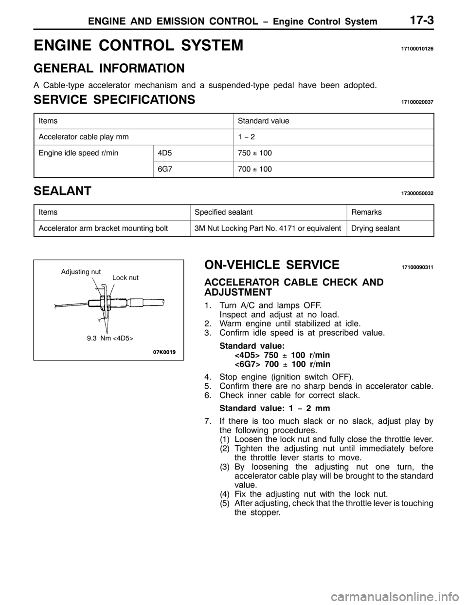 MITSUBISHI PAJERO SPORT 1998 Workshop Manual (1*,1( $1 (0,66,21 &21752/ ï(QJLQH &RQWURO 6\VWHP4:06
(1*,1( &21752/ 6<67(04:433343459
*(1(5$/ ,1)250$7,21
$ &DEOH0W\SH DFFHOHUDWRU PHFKDQLVP DQG D VXVSHQGHG0W\SH SHGDO KDYH EHHQ DGRSWHG1
6(59,&( 63 MITSUBISHI PAJERO SPORT 1998 Workshop Manual (1*,1( $1 (0,66,21 &21752/ ï(QJLQH &RQWURO 6\VWHP4:06
(1*,1( &21752/ 6<67(04:433343459
*(1(5$/ ,1)250$7,21
$ &DEOH0W\SH DFFHOHUDWRU PHFKDQLVP DQG D VXVSHQGHG0W\SH SHGDO KDYH EHHQ DGRSWHG1
6(59,&( 63