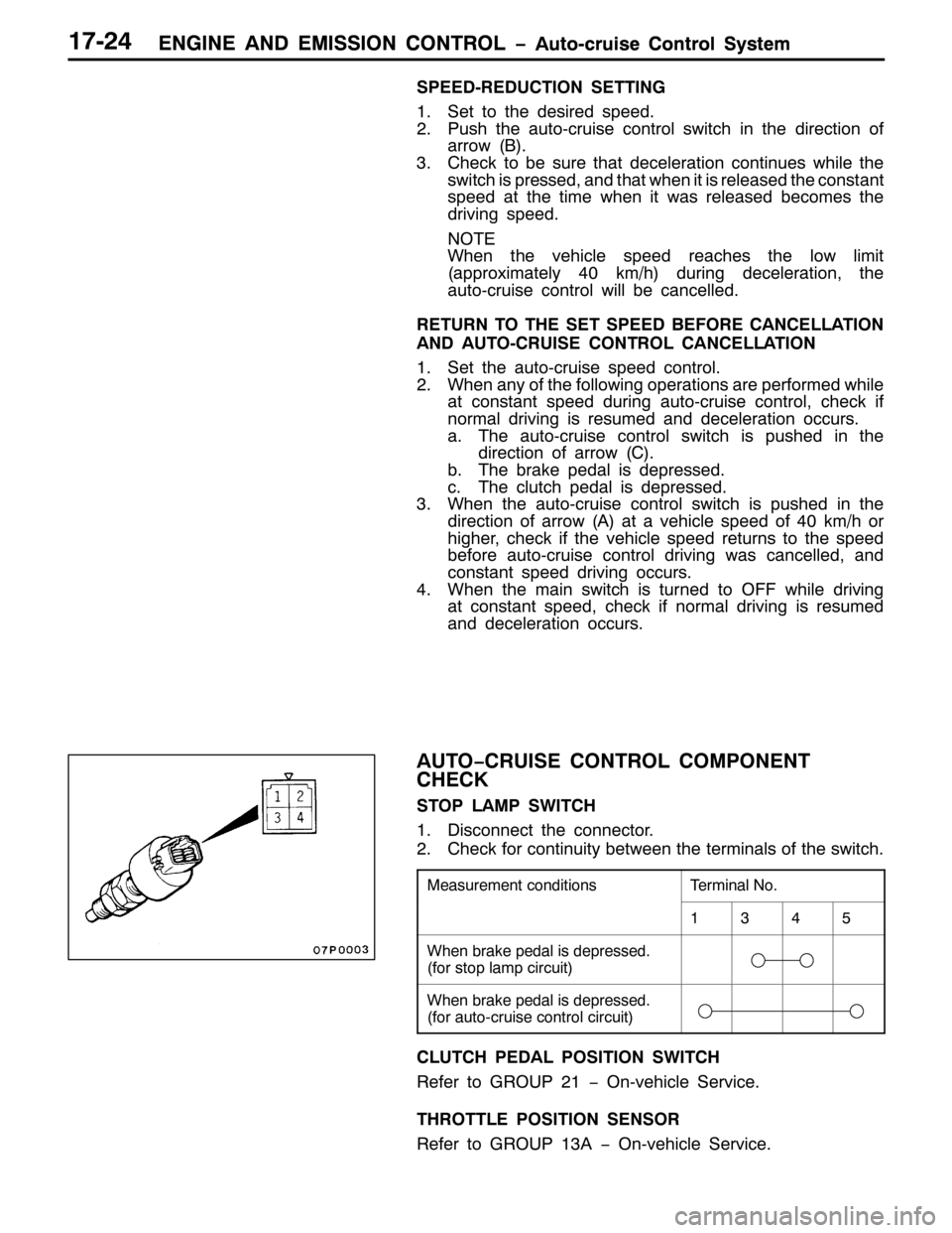 MITSUBISHI PAJERO SPORT 1998 Workshop Manual (1*,1( $1 (0,66,21 &21752/ ï$XWR0FUXLVH &RQWURO 6\VWHP(1*,1( $1 (0,66,21 &21752/ ï$XWR0FUXLVH &RQWURO 6\VWHP4:057
63((05(8&7,21 6(77,1*
416HW WR WKH GHVLUHG VSHHG1
513XVK WKH DXWR0FUXLVH FRQWURO MITSUBISHI PAJERO SPORT 1998 Workshop Manual (1*,1( $1 (0,66,21 &21752/ ï$XWR0FUXLVH &RQWURO 6\VWHP(1*,1( $1 (0,66,21 &21752/ ï$XWR0FUXLVH &RQWURO 6\VWHP4:057
63((05(8&7,21 6(77,1*
416HW WR WKH GHVLUHG VSHHG1
513XVK WKH DXWR0FUXLVH FRQWURO