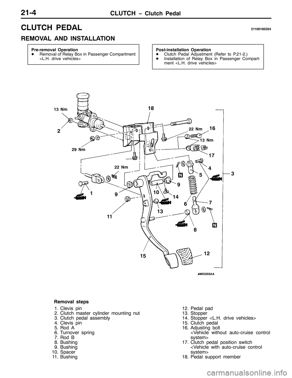 MITSUBISHI PAJERO SPORT 1998 Workshop Manual &/87&+ ï&OXWFK 3HGDO5407
&/87&+ 3($/54433493687
5(029$/ $1 ,167$//$7,21
3UH0UHPRYDO 2SHUDWLRQ
-5HPRYDO RI 5HOD\ %R[ LQ 3DVVHQJHU &RPSDUWPHQW
?/1+1GULYH YHKLFOHV!3RVW0LQVWDOODWLRQ 2SHUDWLRQ
-&OXWFK MITSUBISHI PAJERO SPORT 1998 Workshop Manual &/87&+ ï&OXWFK 3HGDO5407
&/87&+ 3($/54433493687
5(029$/ $1 ,167$//$7,21
3UH0UHPRYDO 2SHUDWLRQ
-5HPRYDO RI 5HOD\ %R[ LQ 3DVVHQJHU &RPSDUWPHQW
?/1+1GULYH YHKLFOHV!3RVW0LQVWDOODWLRQ 2SHUDWLRQ
-&OXWFK