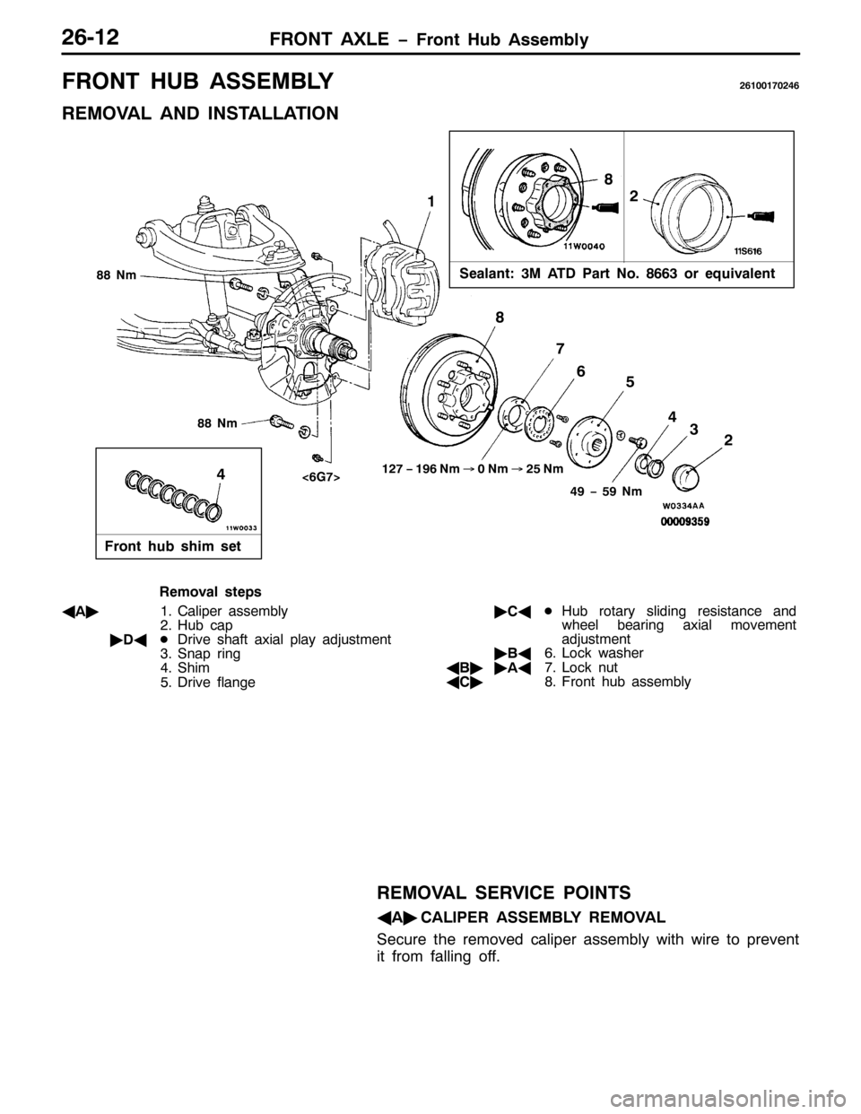 MITSUBISHI PAJERO SPORT 1998  Workshop Manual )5217 $;/( ï)URQW +XE $VVHPEO\59045
)5217 +8% $66(0%/<594334:3579
5(029$/ $1 ,167$//$7,21
6HDODQW=60 $7 3DUW 1R1 ;996RU HTXLYDOHQW
)URQW KXE VKLP VHW;;1P
;;1P
45:ï4<91P
o31P
o581P
7<ï8<1P
45
6 7 