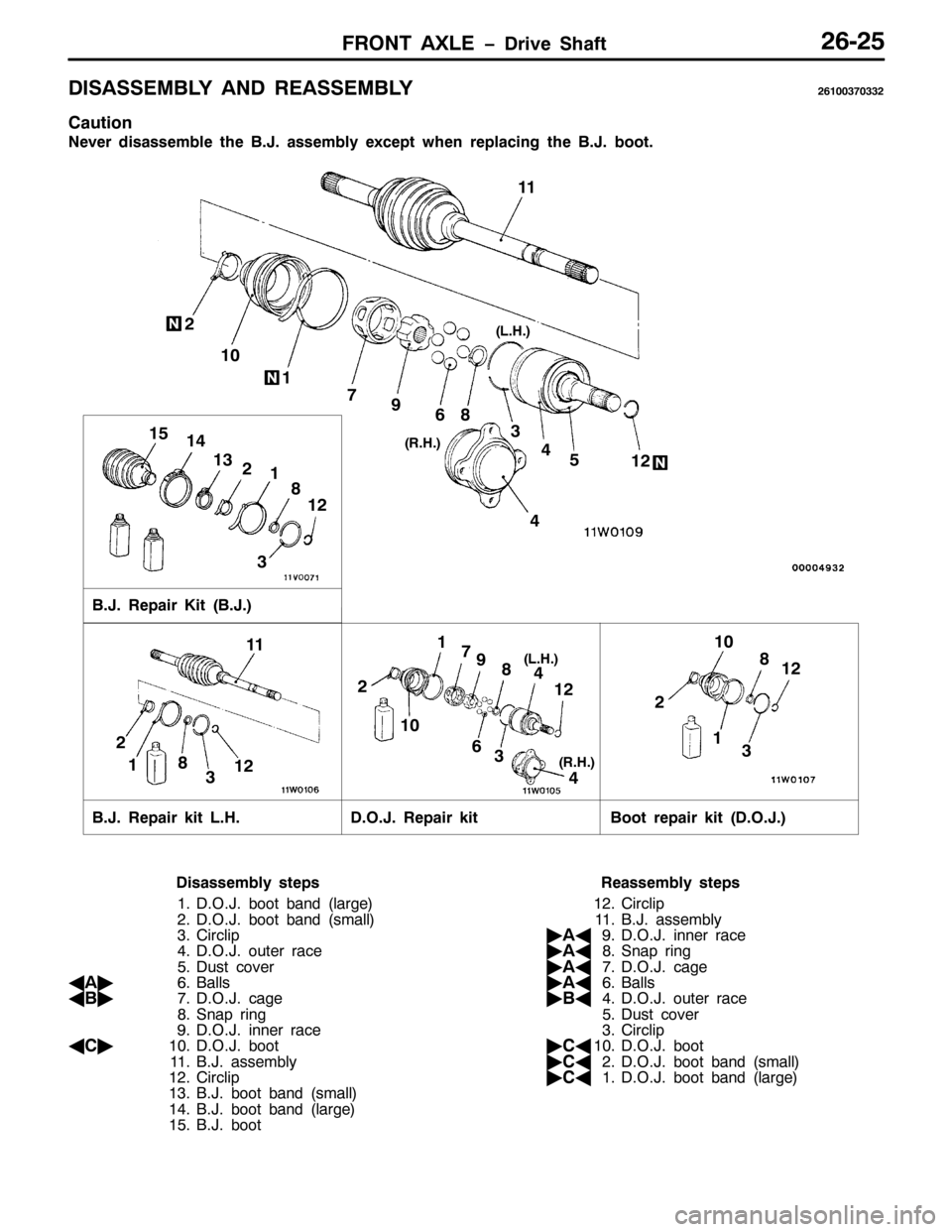 MITSUBISHI PAJERO SPORT 1998 Workshop Manual )5217 $;/( ïULYH 6KDIW59058
,6$66(0%/< $1 5($66(0%/<594336:3665
&DXWLRQ
1HYHU GLVDVVHPEOH WKH %1-1DVVHPEO\ H[FHSW ZKHQ UHSODFLQJ WKH %1-1ERRW1
%1-15HSDLU .LW+%1-1,
4 5
6
7
8 9 :
; < 4344
45
%1-15H MITSUBISHI PAJERO SPORT 1998 Workshop Manual )5217 $;/( ïULYH 6KDIW59058
,6$66(0%/< $1 5($66(0%/<594336:3665
&DXWLRQ
1HYHU GLVDVVHPEOH WKH %1-1DVVHPEO\ H[FHSW ZKHQ UHSODFLQJ WKH %1-1ERRW1
%1-15HSDLU .LW+%1-1,
4 5
6
7
8 9 :
; < 4344
45
%1-15H