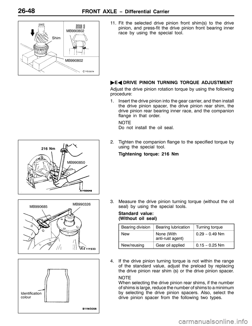 MITSUBISHI PAJERO SPORT 1998 Workshop Manual )5217 $;/( ïLIIHUHQWLDO &DUULHU5907;
44 1)LW WKH VHOHFWHG GULYH SLQLRQ IURQW VKLP+V,WR WKH GULYH
SLQLRQ/DQG SUHVV0ILW WKH GULYH SLQLRQ IURQW EHDULQJ LQQHU
UDFH E\ XVLQJ WKH VSHFLDO WRRO1
ò
(*
5,9( MITSUBISHI PAJERO SPORT 1998 Workshop Manual )5217 $;/( ïLIIHUHQWLDO &DUULHU5907;
44 1)LW WKH VHOHFWHG GULYH SLQLRQ IURQW VKLP+V,WR WKH GULYH
SLQLRQ/DQG SUHVV0ILW WKH GULYH SLQLRQ IURQW EHDULQJ LQQHU
UDFH E\ XVLQJ WKH VSHFLDO WRRO1
ò
(*
5,9(