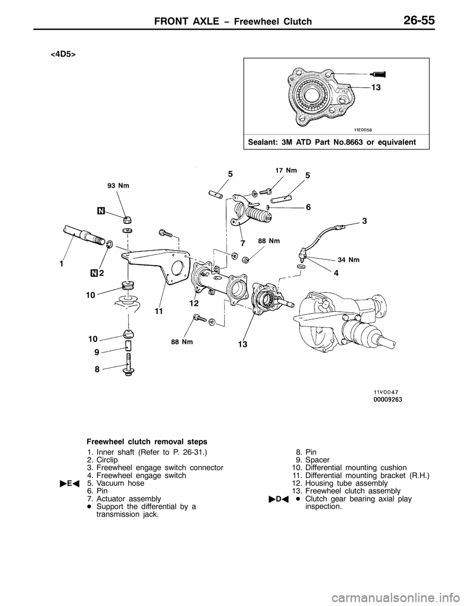 MITSUBISHI PAJERO SPORT 1998 Workshop Manual )5217 $;/( ï)UHHZKHHO &OXWFK59088
6HDODQW=60 $7 3DUW 1R1;996RU HTXLYDOHQW
<61P
4:1P
;;1P
671P
;;1P
4
56
7 9
:
; < 43
4445
46 438
46
?78!
8
)UHHZKHHO FOXWFK UHPRYDO VWHSV
41,QQHU VKDIW+5HIHU WR 31 5 MITSUBISHI PAJERO SPORT 1998 Workshop Manual )5217 $;/( ï)UHHZKHHO &OXWFK59088
6HDODQW=60 $7 3DUW 1R1;996RU HTXLYDOHQW
<61P
4:1P
;;1P
671P
;;1P
4
56
7 9
:
; < 43
4445
46 438
46
?78!
8
)UHHZKHHO FOXWFK UHPRYDO VWHSV
41,QQHU VKDIW+5HIHU WR 31 5