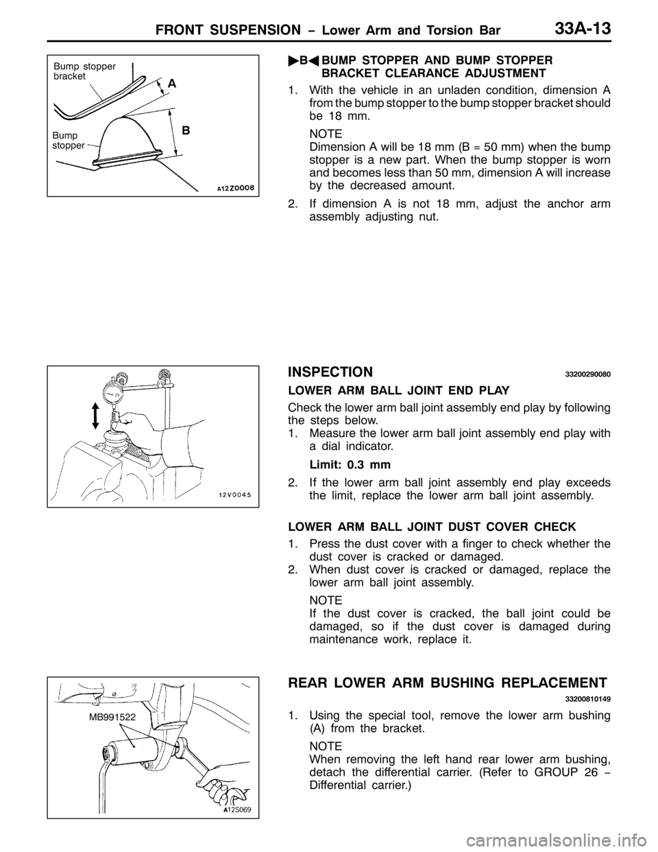 MITSUBISHI PAJERO SPORT 1998 Workshop Manual )5217 6863(16,21 ï/RZHU $UP DQG 7RUVLRQ %DU66$046
ò
%*
%803 67233(5 $1 %803 67233(5
%5$&.(7 &/($5$1&( $-8670(17
41:LWK WKH YHKLFOH LQ DQ XQODGHQ FRQGLWLRQ/GLPHQVLRQ $
IURP WKH EXPS VWRSSHU WR WKH MITSUBISHI PAJERO SPORT 1998 Workshop Manual )5217 6863(16,21 ï/RZHU $UP DQG 7RUVLRQ %DU66$046
ò
%*
%803 67233(5 $1 %803 67233(5
%5$&.(7 &/($5$1&( $-8670(17
41:LWK WKH YHKLFOH LQ DQ XQODGHQ FRQGLWLRQ/GLPHQVLRQ $
IURP WKH EXPS VWRSSHU WR WKH