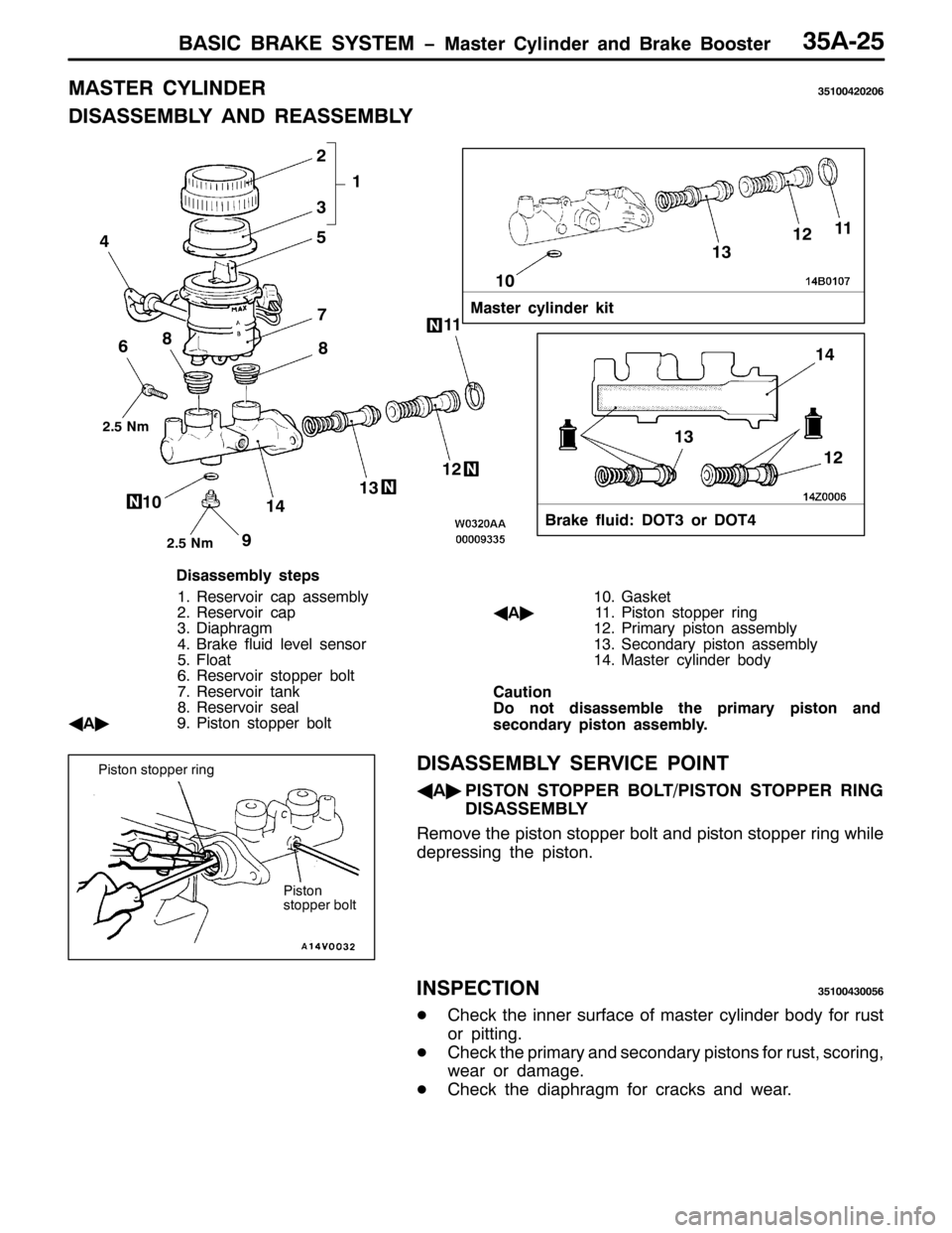 MITSUBISHI PAJERO SPORT 1998  Workshop Manual %$6,& %5$.( 6<67(0 ï0DVWHU &\OLQGHU DQG %UDNH %RRVWHU68$058
0$67(5 &</,1(568433753539
,6$66(0%/< $1 5($66(0%/<
0DVWHU F\OLQGHU NLW
%UDNH IOXLG=276RU 277
45
434644
46
45 47 4
8 5
6
:
; 7
9
4344
4