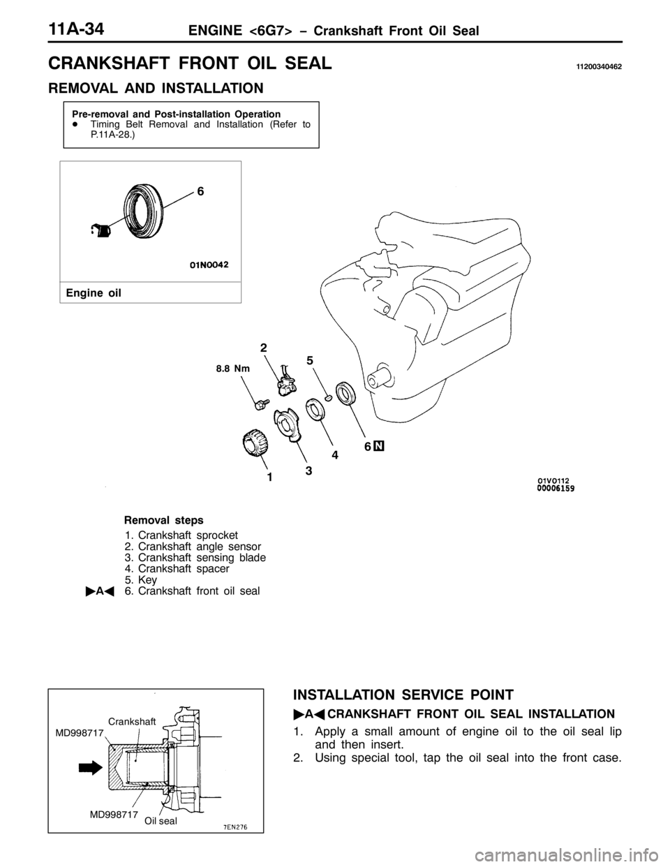 MITSUBISHI PAJERO SPORT 1998 Repair Manual (1*,1(?9*:!ï&UDQNVKDIW )URQW 2LO 6HDO44$067
&5$1.6+$)7 )5217 2,/ 6($/44533673795
5(029$/ $1 ,167$//$7,21
3UH0UHPRYDO DQG 3RVW0LQVWDOODWLRQ 2SHUDWLRQ
-7LPLQJ %HOW 5HPRYDO DQG ,QVWDOODWLRQ+5HIHU WR
31 MITSUBISHI PAJERO SPORT 1998 Repair Manual (1*,1(?9*:!ï&UDQNVKDIW )URQW 2LO 6HDO44$067
&5$1.6+$)7 )5217 2,/ 6($/44533673795
5(029$/ $1 ,167$//$7,21
3UH0UHPRYDO DQG 3RVW0LQVWDOODWLRQ 2SHUDWLRQ
-7LPLQJ %HOW 5HPRYDO DQG ,QVWDOODWLRQ+5HIHU WR
31