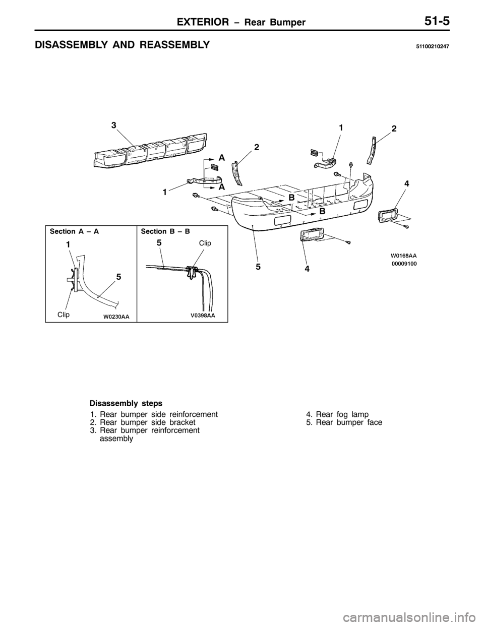 MITSUBISHI PAJERO SPORT 1998  Workshop Manual (;7(5,25 ï5HDU %XPSHU8408
,6$66(0%/< $1 5($66(0%/<8443354357:
5 4
48
6HFWLRQ $ ² $
&OLS
6HFWLRQ % ² %
&OLS
845
7
7 8 6
$
$
%
%
LVDVVHPEO\ VWHSV
415HDU EXPSHU VLGH UHLQIRUFHPHQW
515HDU EXPSHU VLG