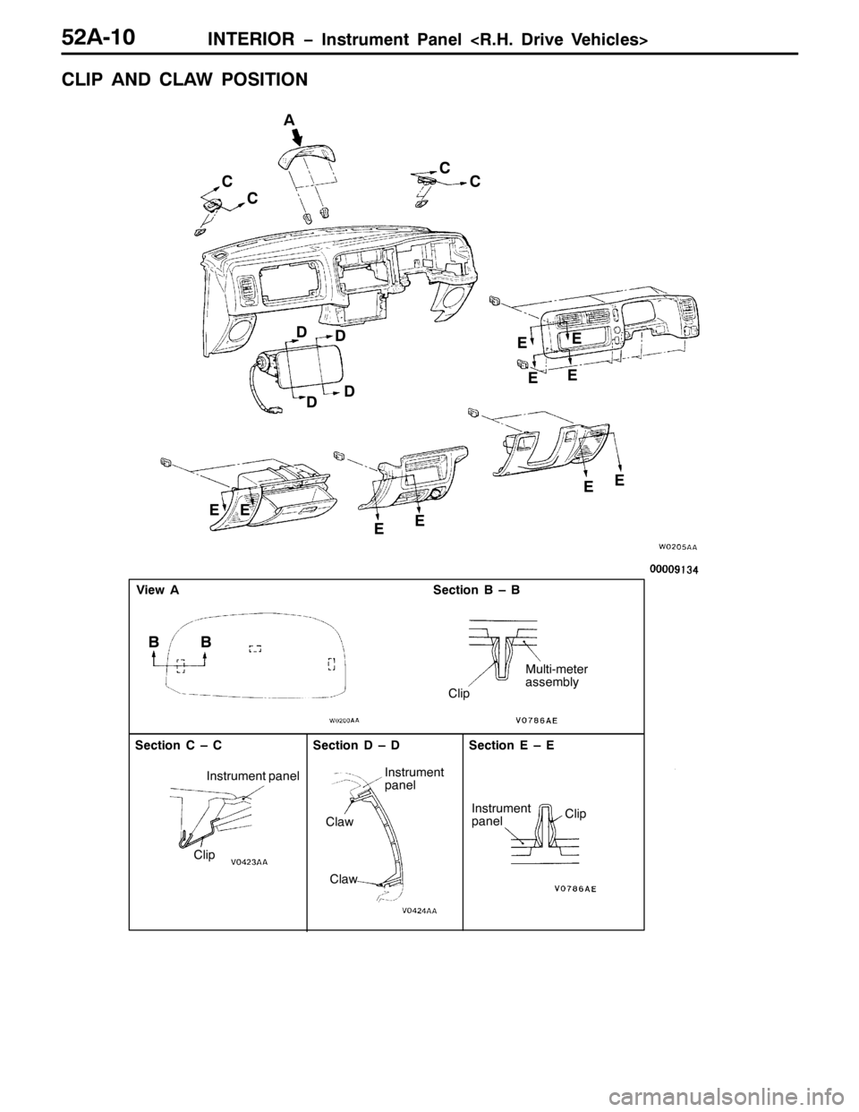 MITSUBISHI PAJERO SPORT 1998  Workshop Manual ,17(5,25 ï,QVWUXPHQW 3DQHO?51+1ULYH 9HKLFOHV!85$043
&/,3 $1 &/$: 326,7,21
(
$
&
 

&
&
(
((
((
(( ((&
9LHZ $6HFWLRQ % ² %
&OLS
0XOWL0PHWHU
DVVHPEO\
6HFWLRQ & ² &
,QVWUXPHQW SDQHO
&OLS
6HFWLRQ