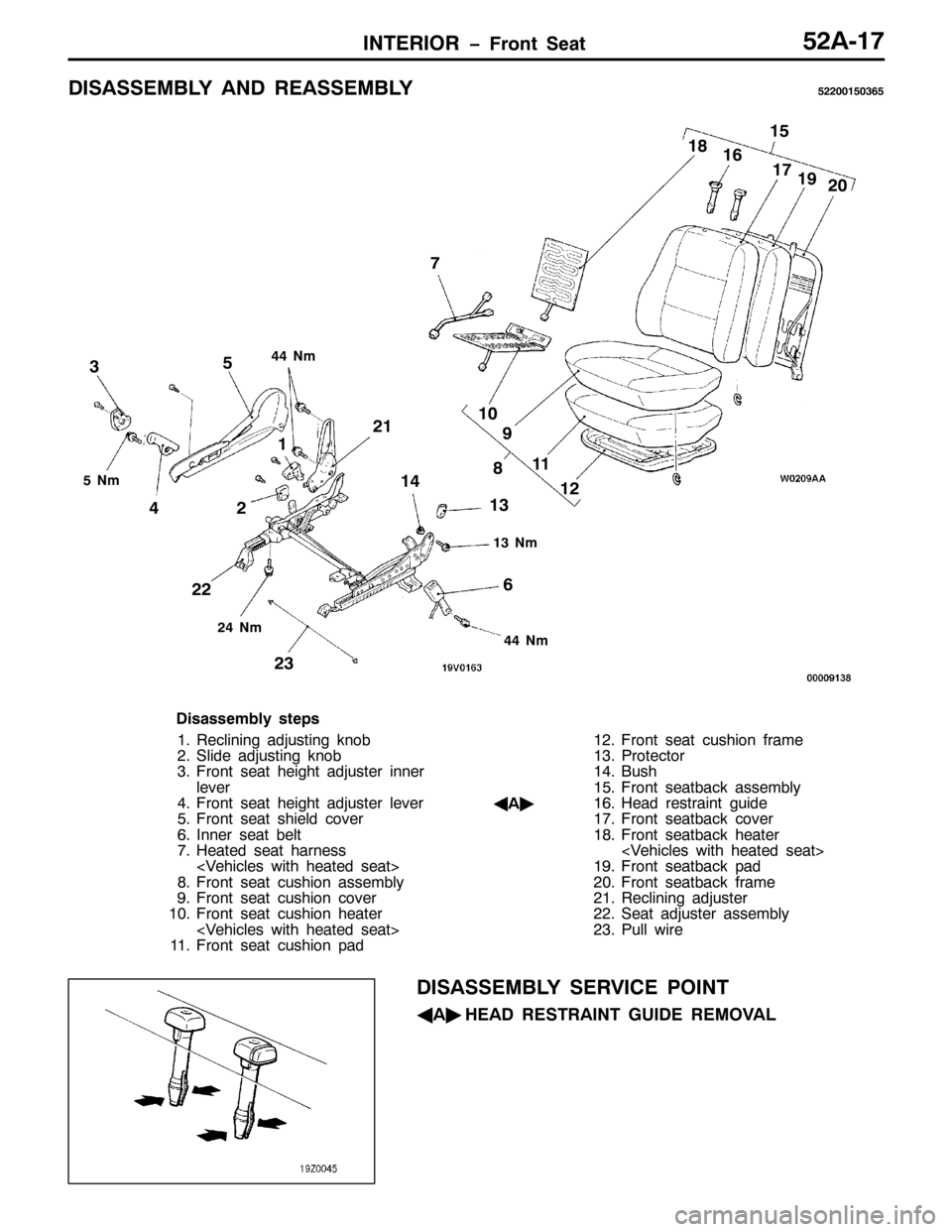 MITSUBISHI PAJERO SPORT 1998 Workshop Manual ,17(5,25 ï)URQW 6HDW85$04:
,6$66(0%/< $1 5($66(0%/<85533483698
4
5 8
9 < 43
46 47 6
7:
;44
4548
49
4: 4;
4<
53
54
55
56
571P
771P
461P
81P
771P
LVDVVHPEO\ VWHSV
415HFOLQLQJ DGMXVWLQJ NQRE
516OLGH MITSUBISHI PAJERO SPORT 1998 Workshop Manual ,17(5,25 ï)URQW 6HDW85$04:
,6$66(0%/< $1 5($66(0%/<85533483698
4
5 8
9 < 43
46 47 6
7:
;44
4548
49
4: 4;
4<
53
54
55
56
571P
771P
461P
81P
771P
LVDVVHPEO\ VWHSV
415HFOLQLQJ DGMXVWLQJ NQRE
516OLGH