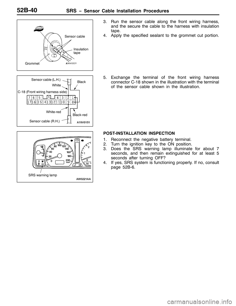 MITSUBISHI PAJERO SPORT 1998 Workshop Manual 656 ï6HQVRU &DEOH ,QVWDOODWLRQ 3URFHGXUHV85%073
615XQ WKH VHQVRU FDEOH DORQJ WKH IURQW ZLULQJ KDUQHVV/
DQG WKH VHFXUH WKH FDEOH WR WKH KDUQHVV ZLWK LQVXODWLRQ
WDSH1
71$SSO\ WKH VSHFLILHG VHDODQW WR W MITSUBISHI PAJERO SPORT 1998 Workshop Manual 656 ï6HQVRU &DEOH ,QVWDOODWLRQ 3URFHGXUHV85%073
615XQ WKH VHQVRU FDEOH DORQJ WKH IURQW ZLULQJ KDUQHVV/
DQG WKH VHFXUH WKH FDEOH WR WKH KDUQHVV ZLWK LQVXODWLRQ
WDSH1
71$SSO\ WKH VSHFLILHG VHDODQW WR W