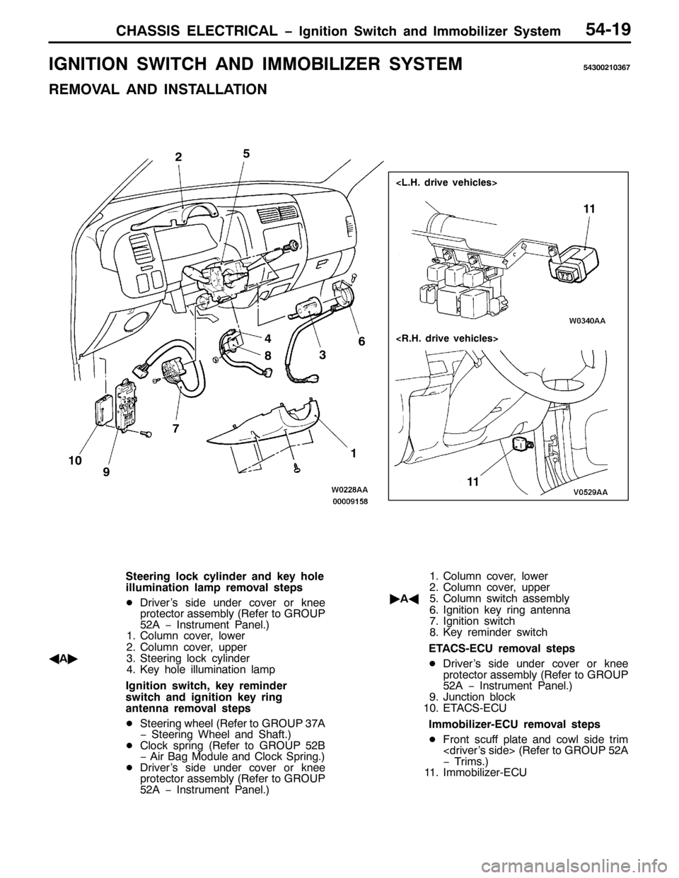 MITSUBISHI PAJERO SPORT 1998  Workshop Manual &+$66,6 (/(&75,&$/ ï,JQLWLRQ 6ZLWFK DQG ,PPRELOL]HU 6\VWHP8704<
,*1,7,21 6:,7&+ $1 ,002%,/,=(5 6<67(08763354369:
5(029$/ $1 ,167$//$7,21
4 58
;
4344
<9
6
:7
44
?/1+1GULYH YHKLFOHV!
?51+1GULYH YHKLF