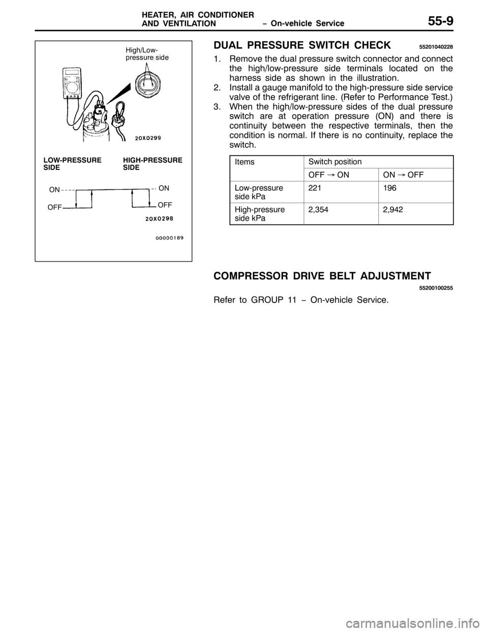 MITSUBISHI PAJERO SPORT 1998 Workshop Manual ï2Q0YHKLFOH 6HUYLFH +($7(5/$,5 &21,7,21(5
$1 9(17,/$7,21880<
8$/ 35(6685( 6:,7&+ &+(&.8853437355;
415HPRYH WKH GXDO SUHVVXUH VZLWFK FRQQHFWRU DQG FRQQHFW
WKH KLJK2ORZ0SUHVVXUH VLGH WHUPLQDOV ORFDW MITSUBISHI PAJERO SPORT 1998 Workshop Manual ï2Q0YHKLFOH 6HUYLFH +($7(5/$,5 &21,7,21(5
$1 9(17,/$7,21880<
8$/ 35(6685( 6:,7&+ &+(&.8853437355;
415HPRYH WKH GXDO SUHVVXUH VZLWFK FRQQHFWRU DQG FRQQHFW
WKH KLJK2ORZ0SUHVVXUH VLGH WHUPLQDOV ORFDW