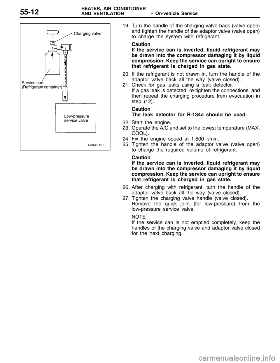 MITSUBISHI PAJERO SPORT 1998 Workshop Manual ï2Q0YHKLFOH 6HUYLFH +($7(5/$,5 &21,7,21(5
$1 9(17,/$7,2188045
4<17XUQ WKH KDQGOH RI WKH FKDUJLQJ YDOYH EDFN+YDOYH RSHQ,
DQG WLJKWHQ WKH KDQGOH RI WKH DGDSWRU YDOYH+YDOYH RSHQ,
WR FKDUJH WKH V\VWHP MITSUBISHI PAJERO SPORT 1998 Workshop Manual ï2Q0YHKLFOH 6HUYLFH +($7(5/$,5 &21,7,21(5
$1 9(17,/$7,2188045
4<17XUQ WKH KDQGOH RI WKH FKDUJLQJ YDOYH EDFN+YDOYH RSHQ,
DQG WLJKWHQ WKH KDQGOH RI WKH DGDSWRU YDOYH+YDOYH RSHQ,
WR FKDUJH WKH V\VWHP