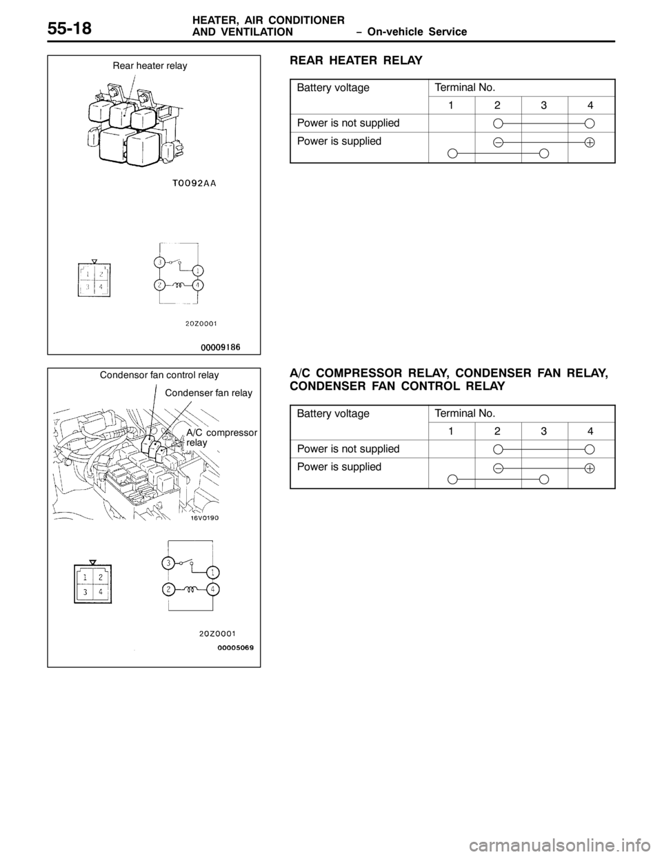 MITSUBISHI PAJERO SPORT 1998 Workshop Manual ï2Q0YHKLFOH 6HUYLFH +($7(5/$,5 &21,7,21(5
$1 9(17,/$7,218804;
5($5 +($7(5 5(/$<
%DWWHU\ YROWDJH7HUPLQDO 1R1
4567
3RZHU LV QRW VXSSOLHG
3RZHU LV VXSSOLHG
$2& &2035(6625 5(/$</&21(16(5 )$1 5(/$</
&2 MITSUBISHI PAJERO SPORT 1998 Workshop Manual ï2Q0YHKLFOH 6HUYLFH +($7(5/$,5 &21,7,21(5
$1 9(17,/$7,218804;
5($5 +($7(5 5(/$<
%DWWHU\ YROWDJH7HUPLQDO 1R1
4567
3RZHU LV QRW VXSSOLHG
3RZHU LV VXSSOLHG
$2& &2035(6625 5(/$</&21(16(5 )$1 5(/$</
&2