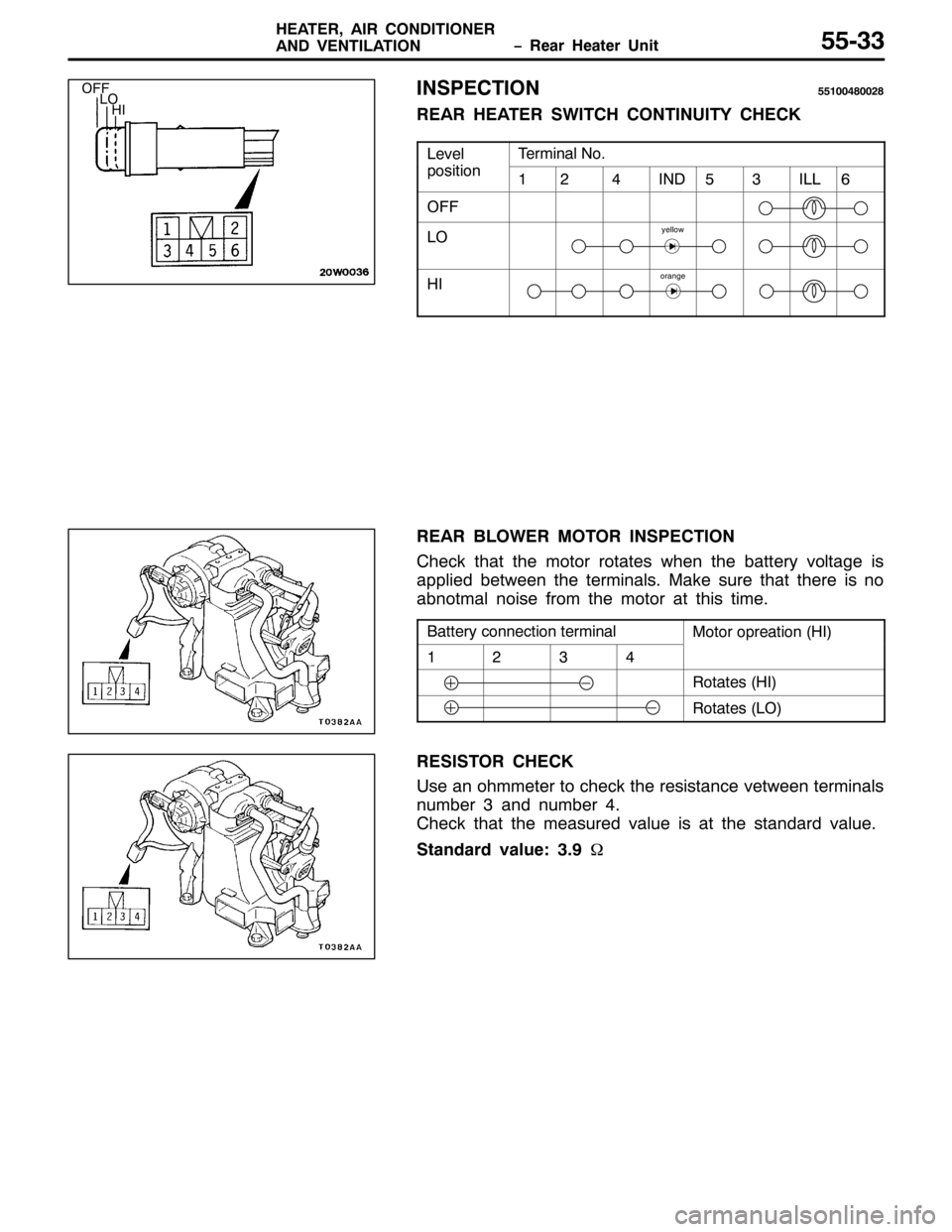 MITSUBISHI PAJERO SPORT 1998 Workshop Manual ï 5HDU +HDWHU 8QLW +($7(5/$,5 &21,7,21(5
$1 9(17,/$7,21
\HOORZ
RUDQJH
88066
,163(&7,21884337;335;
5($5 +($7(5 6:,7&+ &217,18,7< &+(&.
/HYHO7HUPLQDO 1R1
SRVLWLRQ457,186,//9
2))
/2
+,
5($5 %/2:(5 02 MITSUBISHI PAJERO SPORT 1998 Workshop Manual ï 5HDU +HDWHU 8QLW +($7(5/$,5 &21,7,21(5
$1 9(17,/$7,21
\HOORZ
RUDQJH
88066
,163(&7,21884337;335;
5($5 +($7(5 6:,7&+ &217,18,7< &+(&.
/HYHO7HUPLQDO 1R1
SRVLWLRQ457,186,//9
2))
/2
+,
5($5 %/2:(5 02