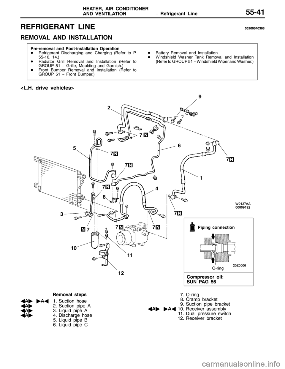 MITSUBISHI PAJERO SPORT 1998 Workshop Manual ï 5HIULJHUDQW /LQH +($7(5/$,5 &21,7,21(5
$1 9(17,/$7,2188074
5()5,*(5$17 /,1(8853397369;
5(029$/ $1 ,167$//$7,21
3UH0UHPRYDO DQG 3RVW0LQVWDOODWLRQ 2SHUDWLRQ
-5HIULJHUDQW LVFKDUJLQJ DQG &KDUJLQJ+5 MITSUBISHI PAJERO SPORT 1998 Workshop Manual ï 5HIULJHUDQW /LQH +($7(5/$,5 &21,7,21(5
$1 9(17,/$7,2188074
5()5,*(5$17 /,1(8853397369;
5(029$/ $1 ,167$//$7,21
3UH0UHPRYDO DQG 3RVW0LQVWDOODWLRQ 2SHUDWLRQ
-5HIULJHUDQW LVFKDUJLQJ DQG &KDUJLQJ+5